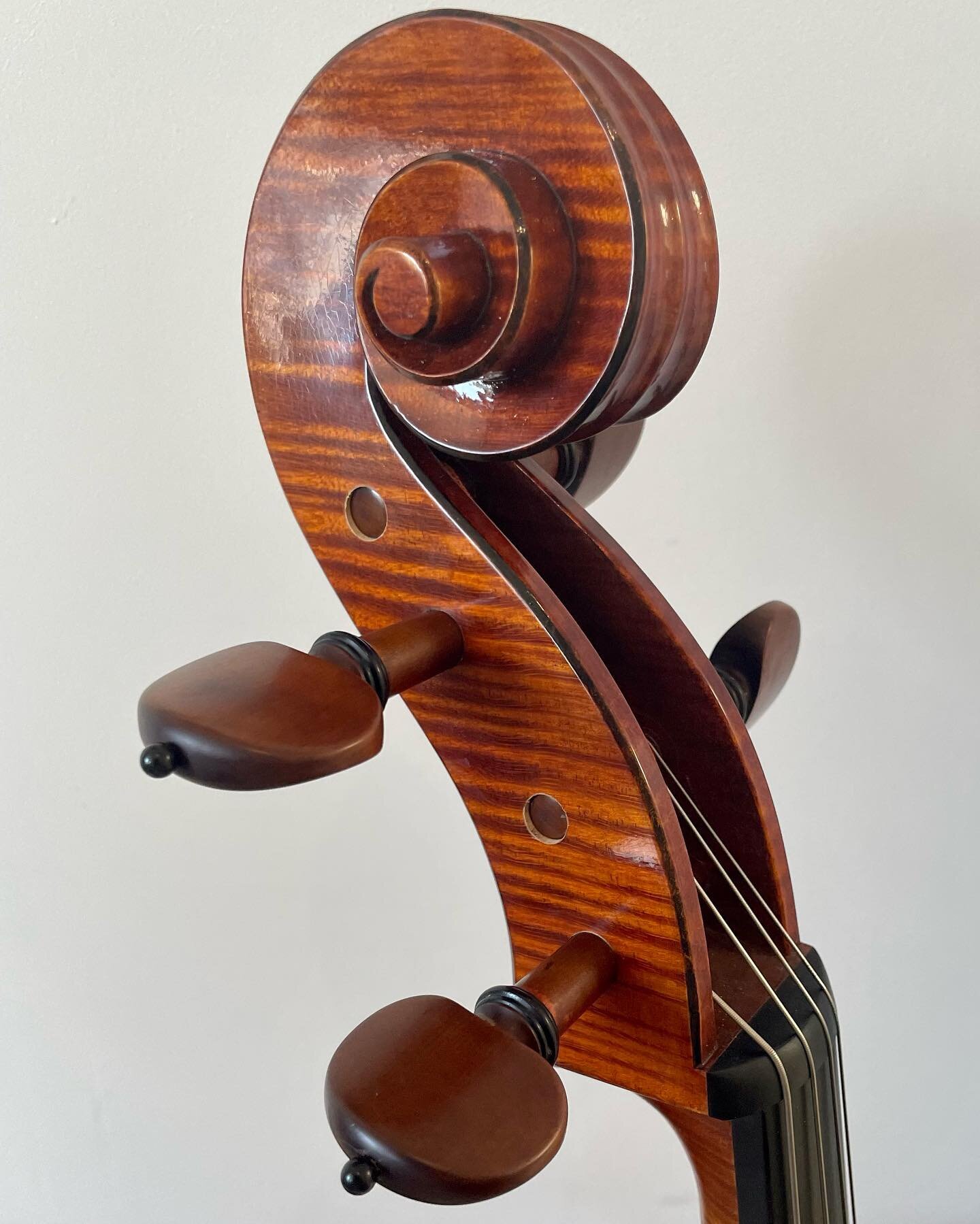 A new set of Crowson pegs in stained boxwood for this stunning prize winning cello by Frank Ravatin et al. Paired with a superb Chan model flamed boxwood tailpiece by Alexander Accessories.
Musical instrument making at the highest level.

#cello #cel