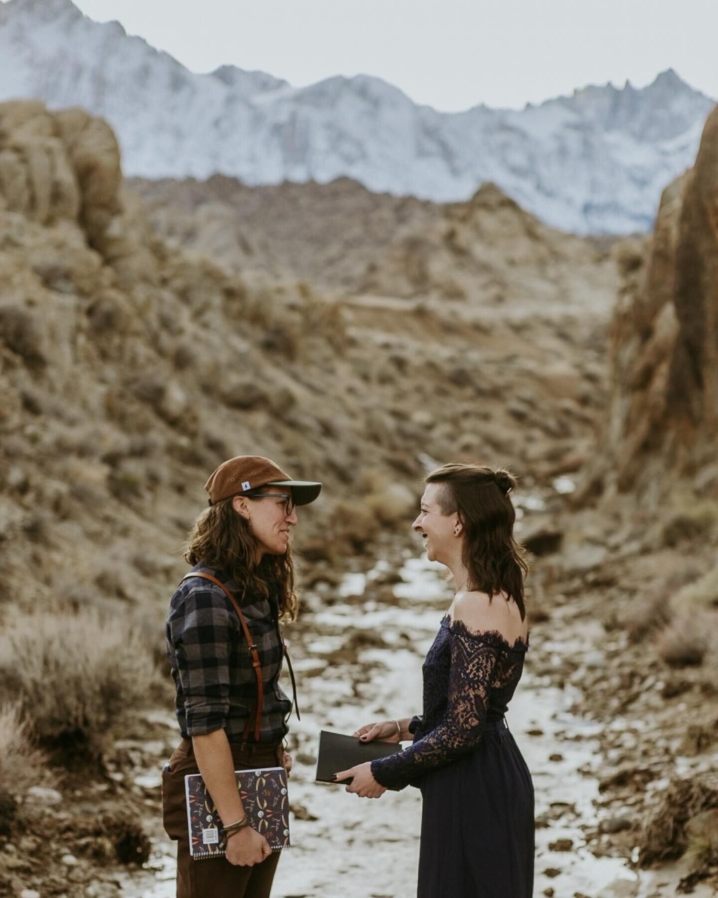 A year ago today I followed these babes out to one of their favorite spots on earth for their elopement. We set up camp, snacked and they got ready for their vow exchange. The weather gifted us with a rare stream, Mount Whitney standing proud in the 