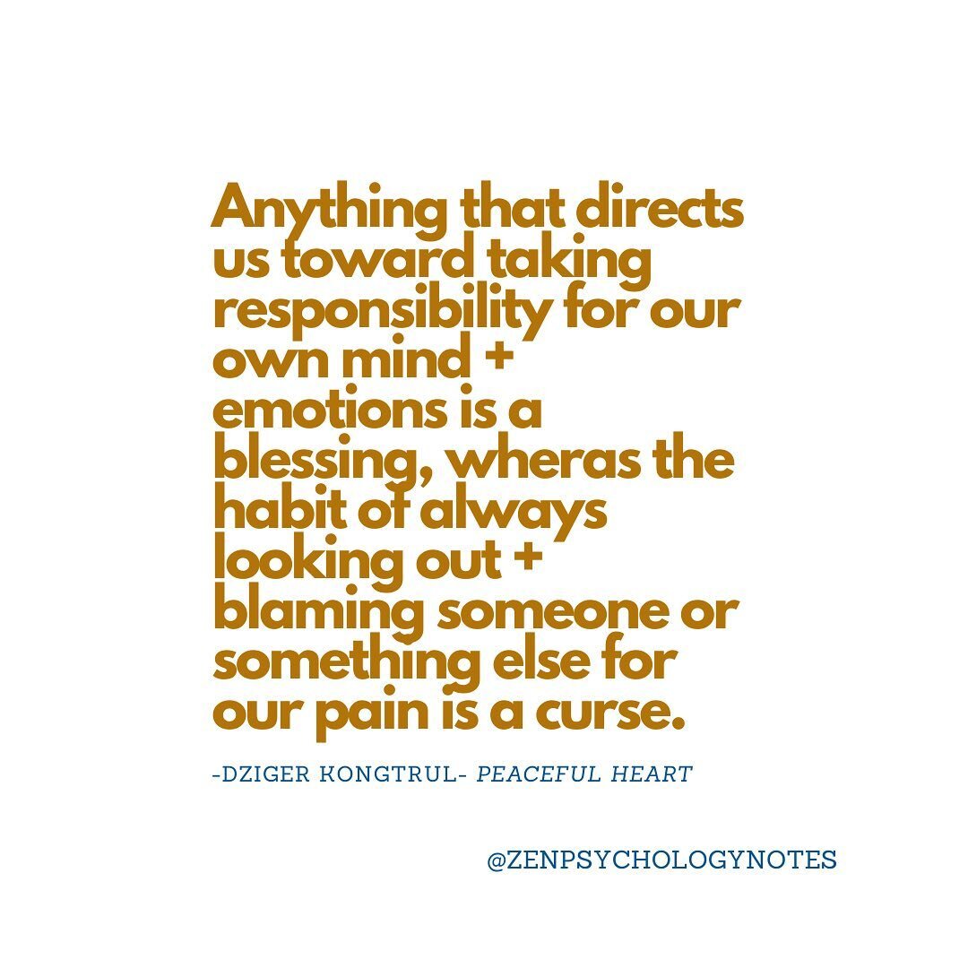 When we become response-able we have choice about how we want to act. 
Assuming others are responsible for our misery or pain also assumes that they are responsible for taking it away. 
This gives other people power over our happiness, when it is in 
