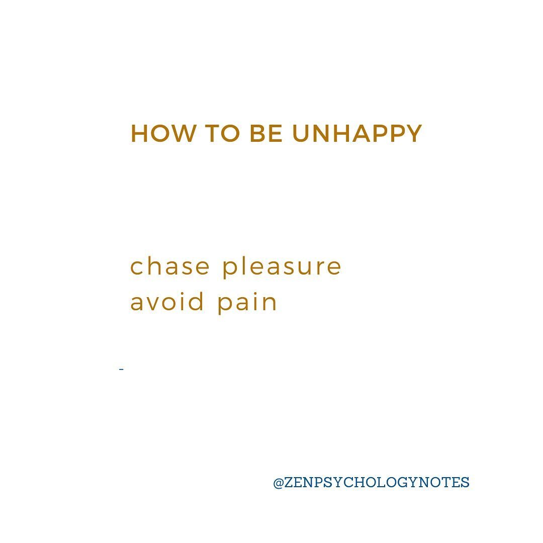 It&rsquo;s natural to want more of what feels good and less of what feels bad. The problem with the pursuit of pleasure is that pleasure inevitably ends + leaves us feeling dissatisfied. The problem with avoiding pain, is that it&rsquo;s impossible t