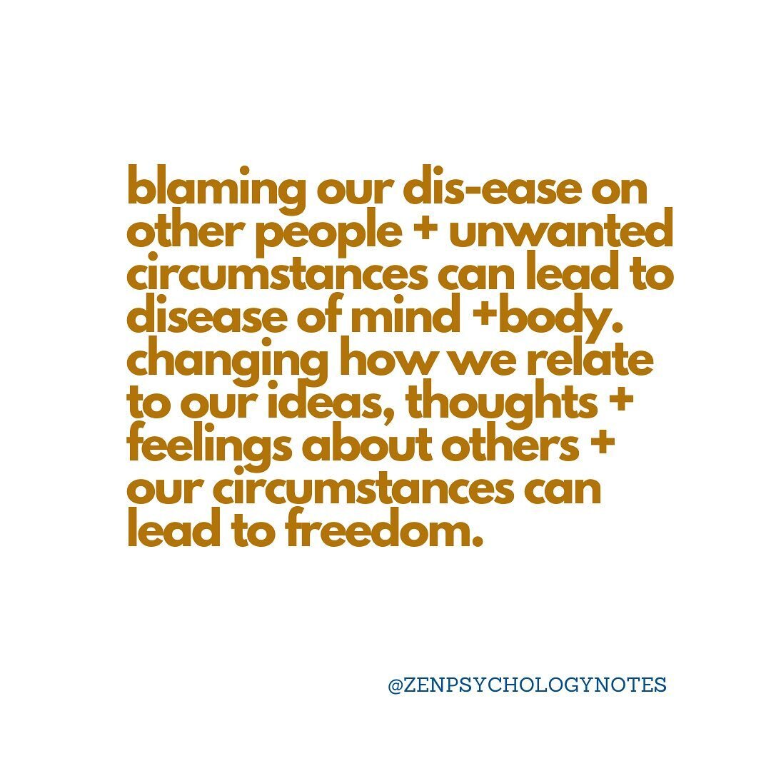 When we say other people or aversive circumstances are responsible for our problems, we are also saying that other people and different circumstances are the solution. While, at first blush it seems like an easy way out, in the longterm blaming just 