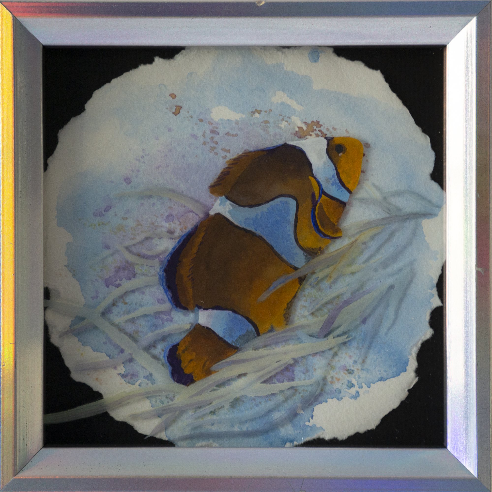 "Clown Fish" - Whimsy series - Mixed Media - 5"x5" - 2021