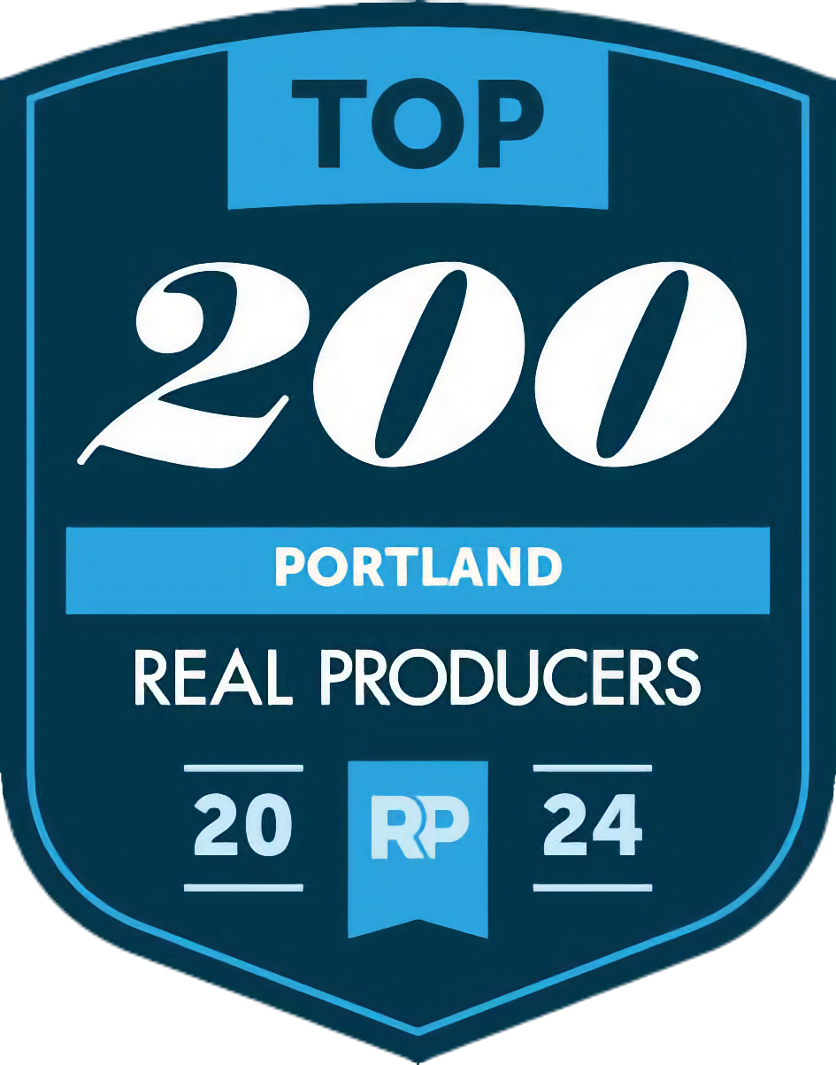 A badge stating 'Top 200 Portland Real Producers' with the years 2020 and 2024.