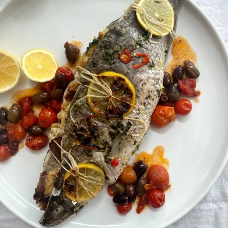 Mediterranean BBQ Barramundi w Tomato &amp; Olive Salsa