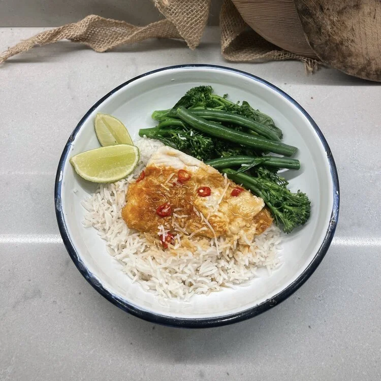 Coconut Curry Fish Parcels w Coconut Rice &amp; Greens