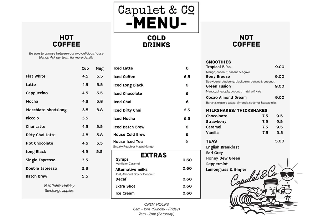 Capulet Raleigh Menu Menu — Capulet & Co.