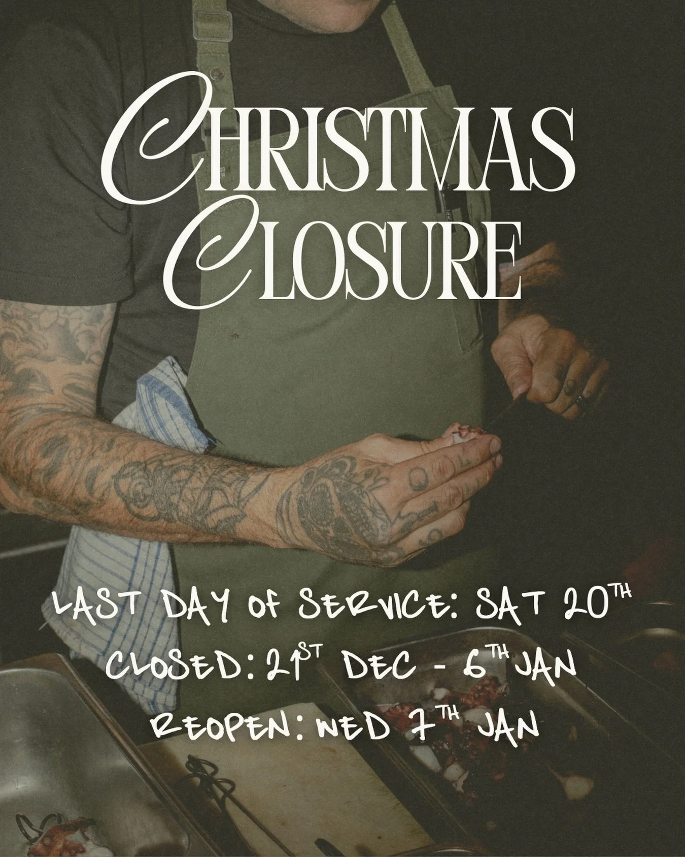 We&rsquo;ll be taking a short break over Christmas and the New Year. Plenty more steaks to be fired over the next 3 days - Saturday lunch included. We&rsquo;d love to see you all and wish you a big Merry Christmas and Happy New Year!