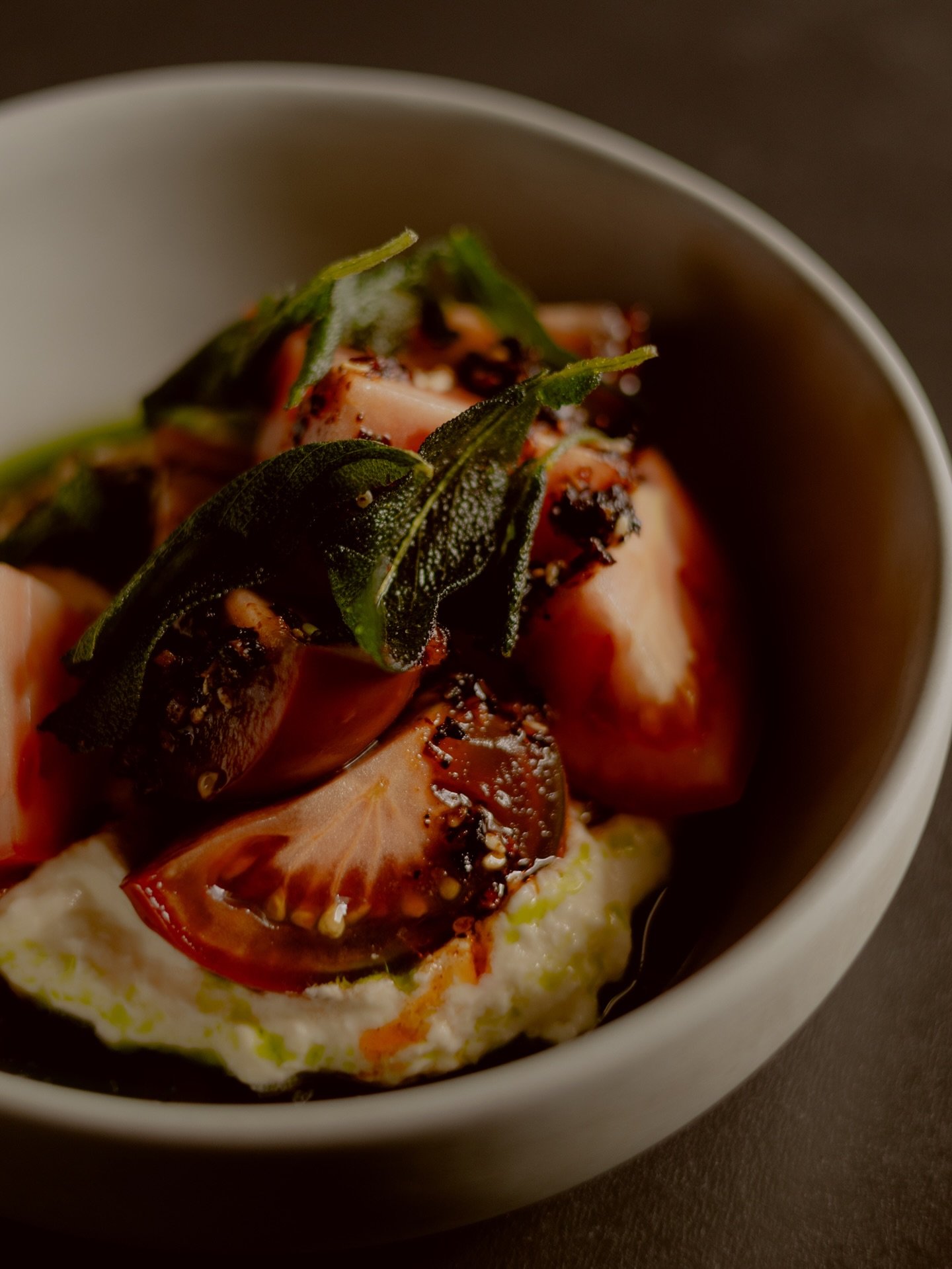 stracciatella &bull; heirloom tomato &bull; mushroom xo 
THE example of doing simple sh*t well. the mushroom XO takes this to the next level, finding a perfect inbetween of creamy and acidic.
on with our small plates tonight - for those branching out