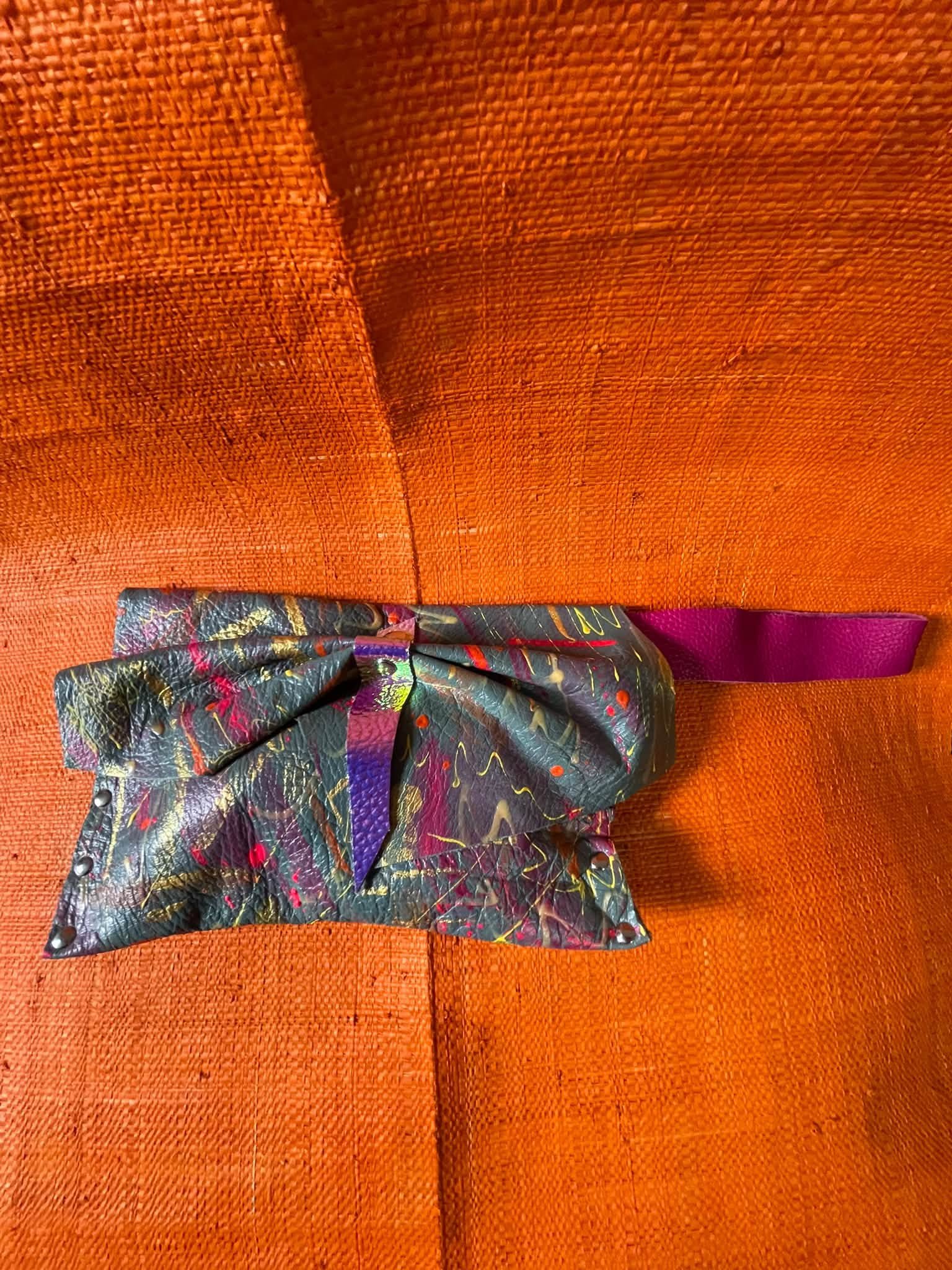 Luminous Reclaimed Leather Wristlet Clutch