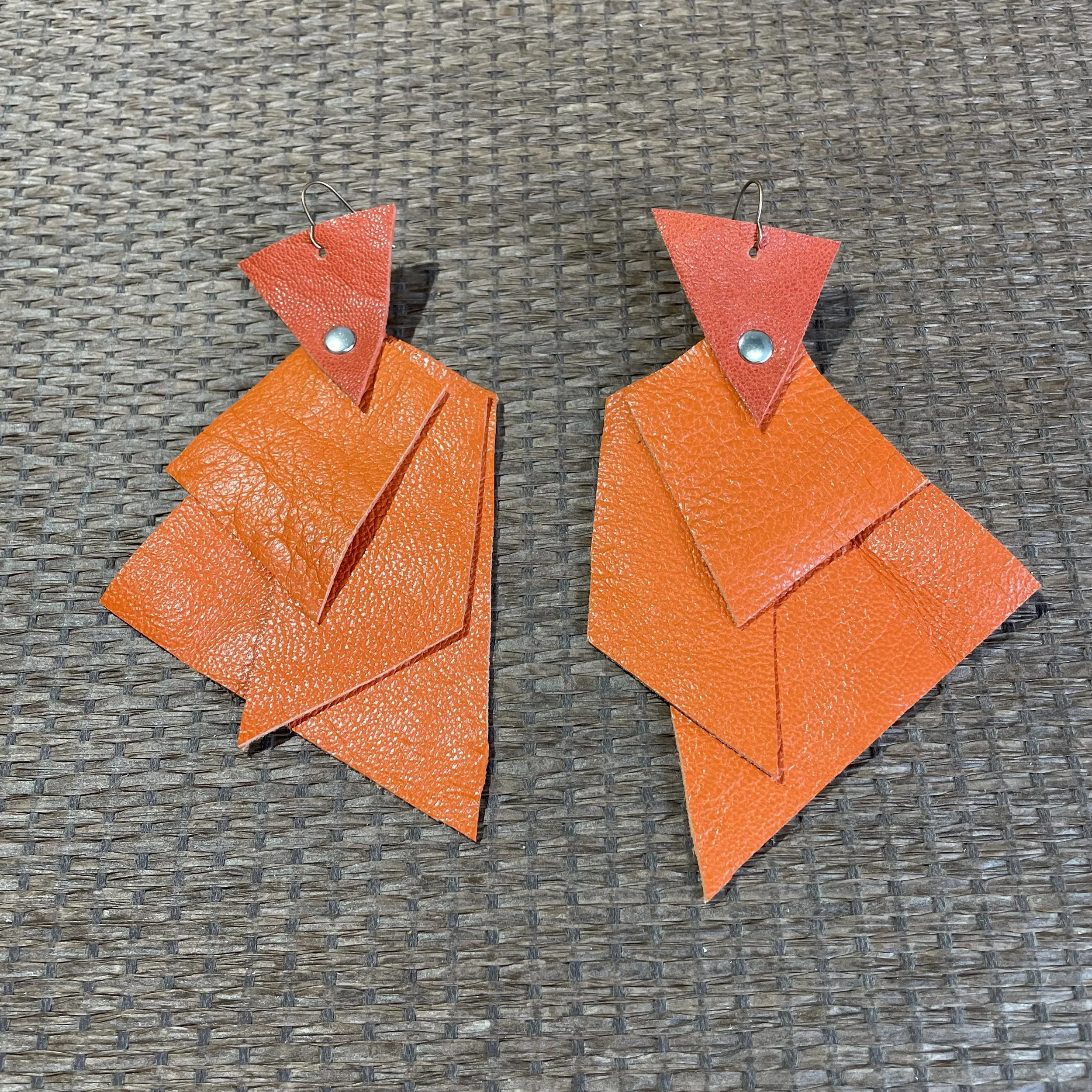 Orange you ready leather earrings