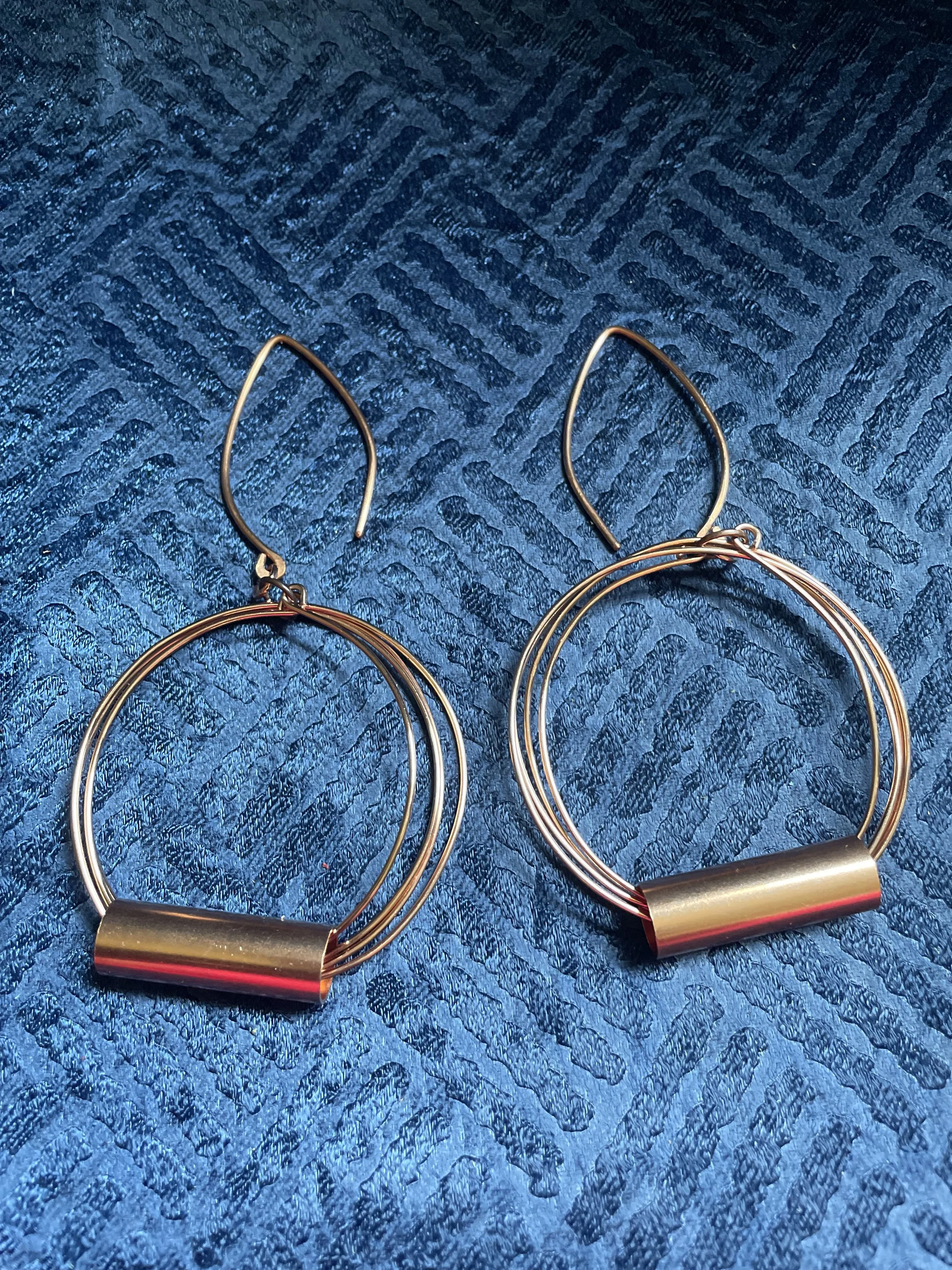 Copper Contemporary Tube Earrings