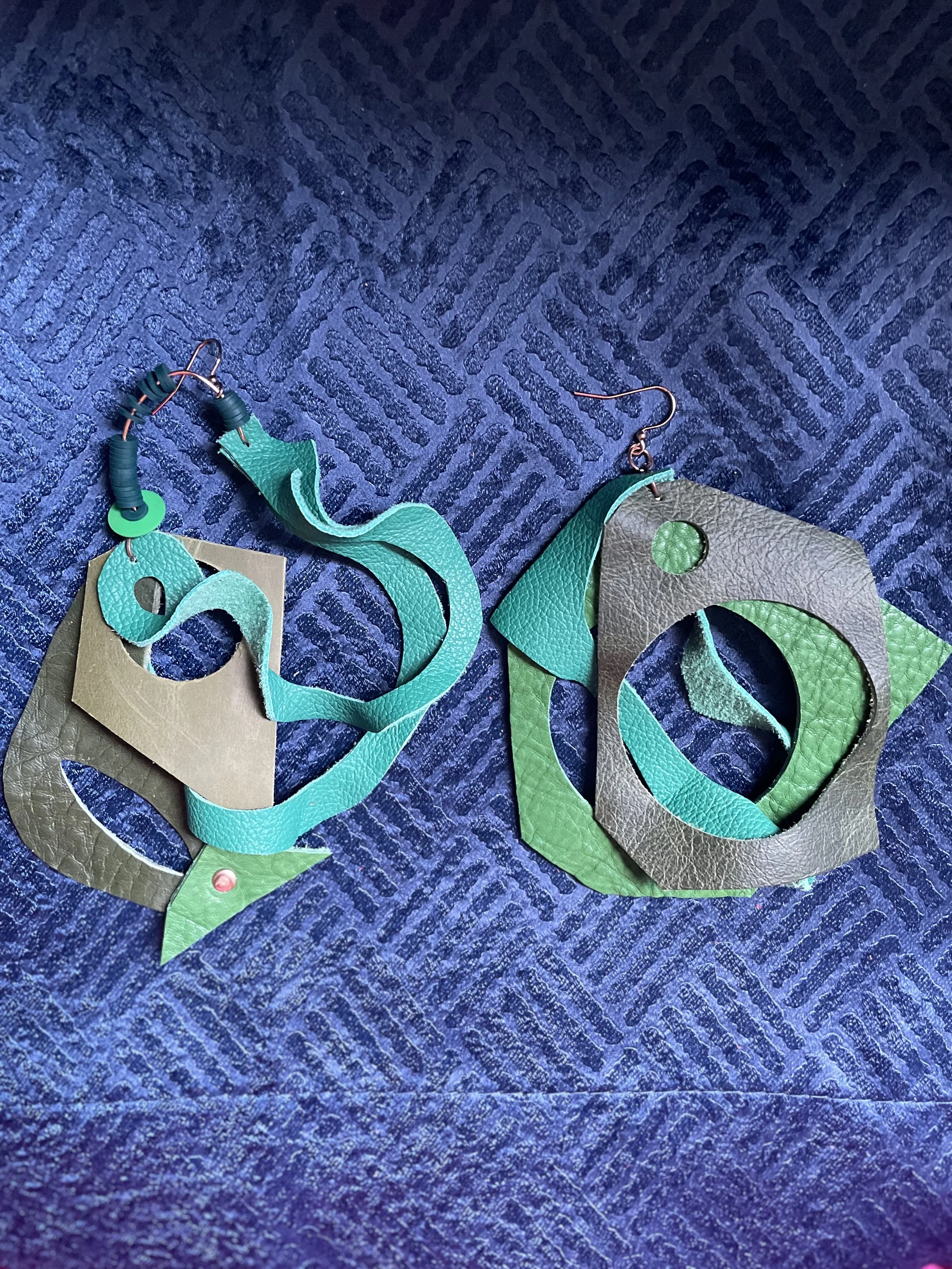 Into the Forest Abstract Leather Earrings