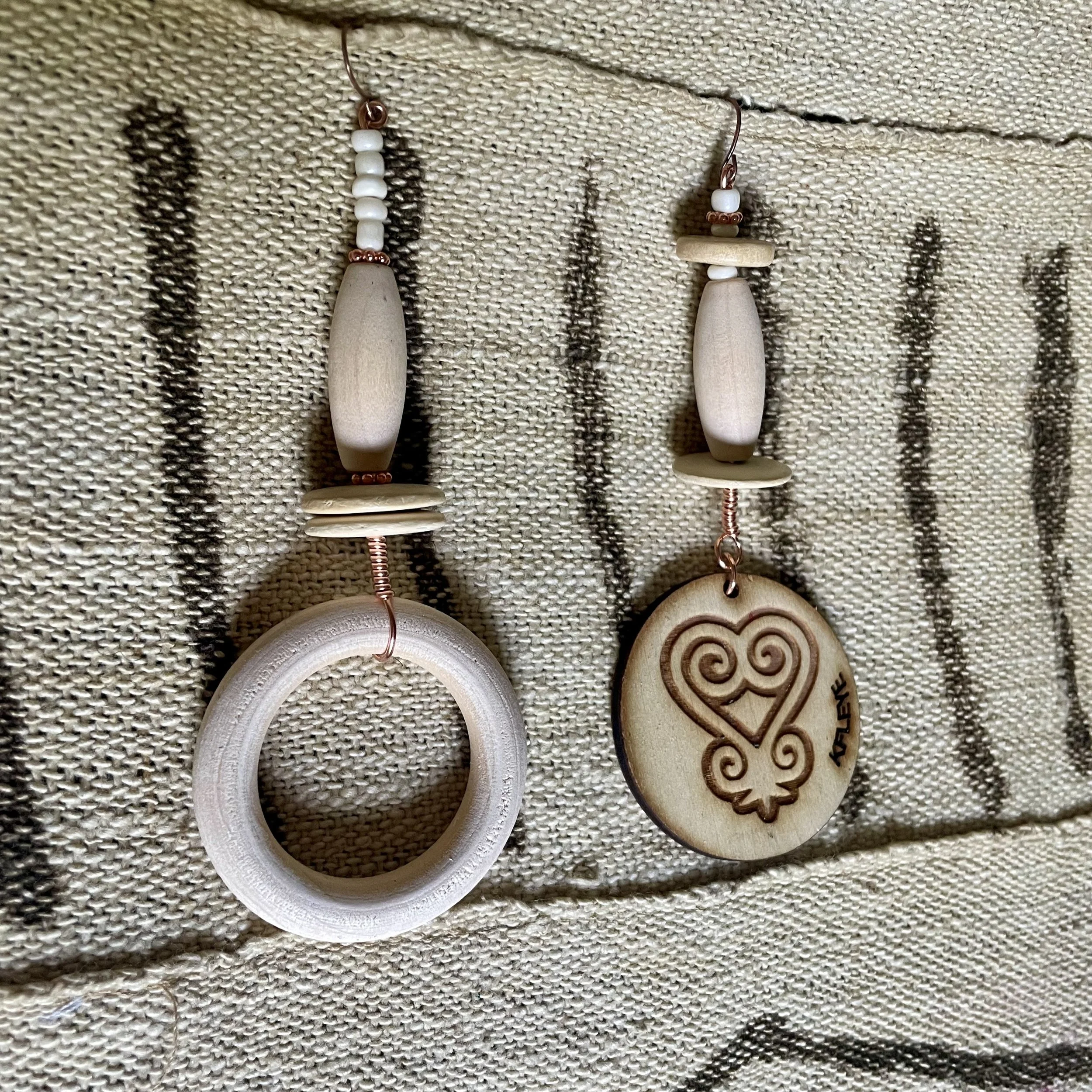 Sankofa Wood & Copper Earrings