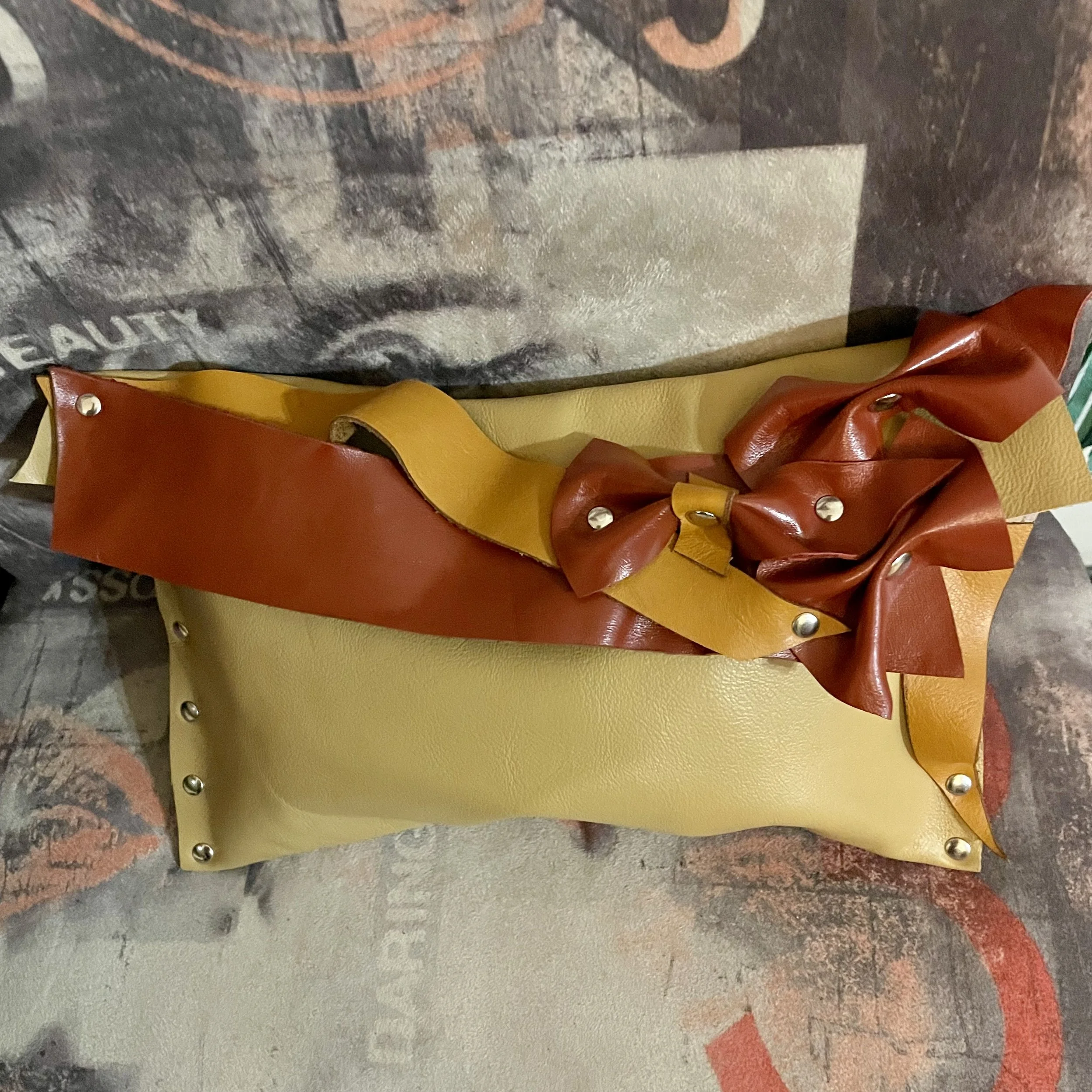 Rust Caramel Reclaimed Leather Clutch