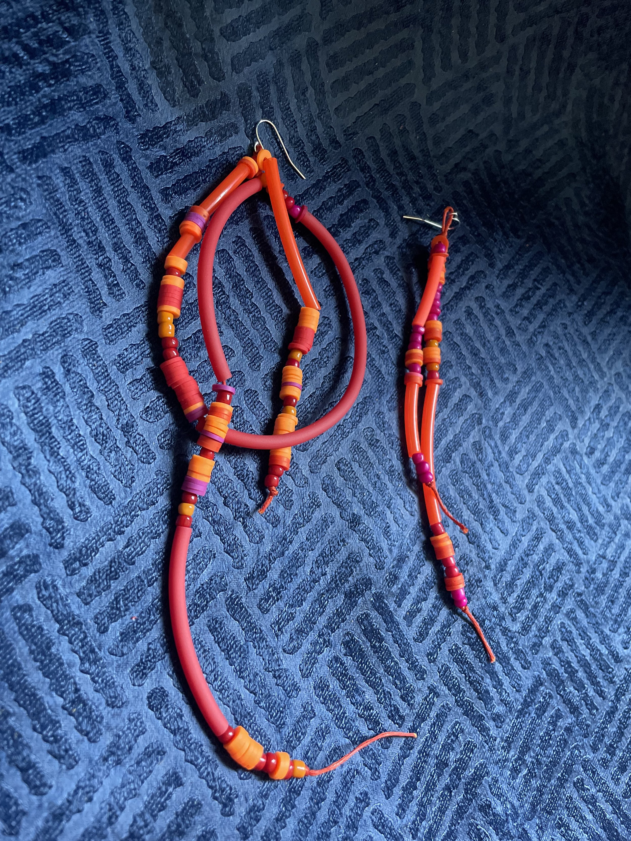 Orange Burst Asymmetrical Earrings