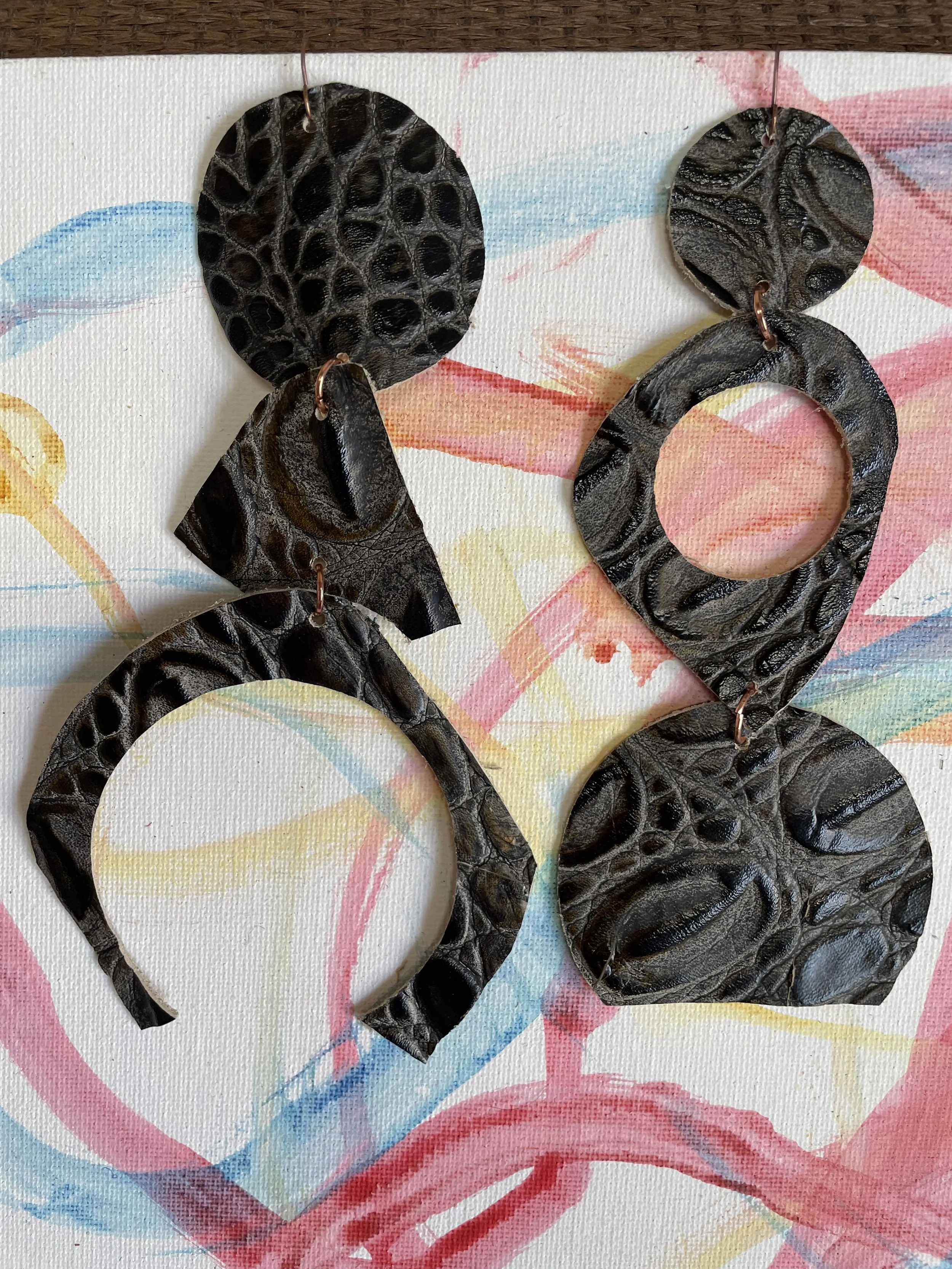 Abstract Expressions Leather Earrings