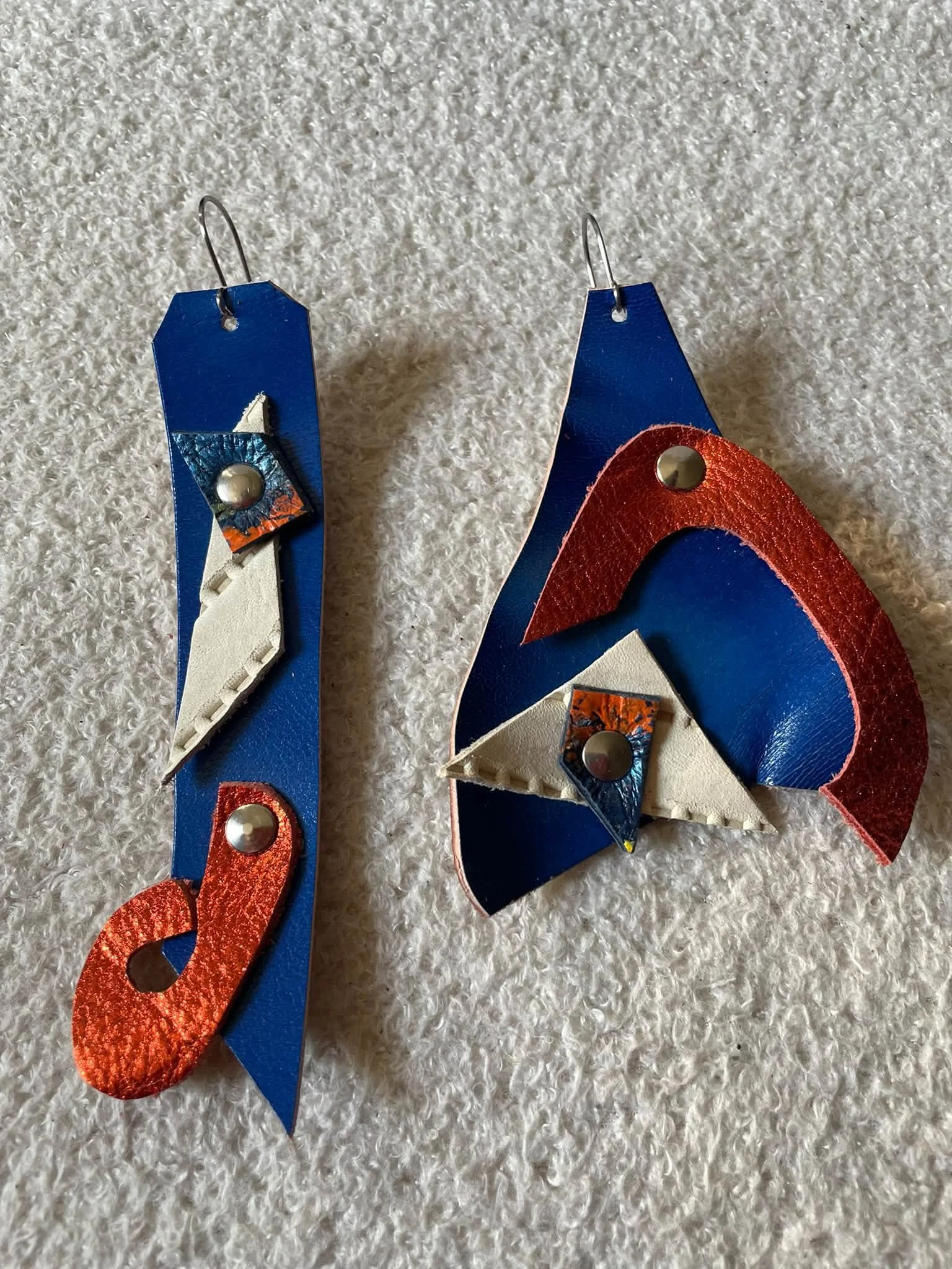 Chicago Hand-Painted Asymmetric Leather Earrings