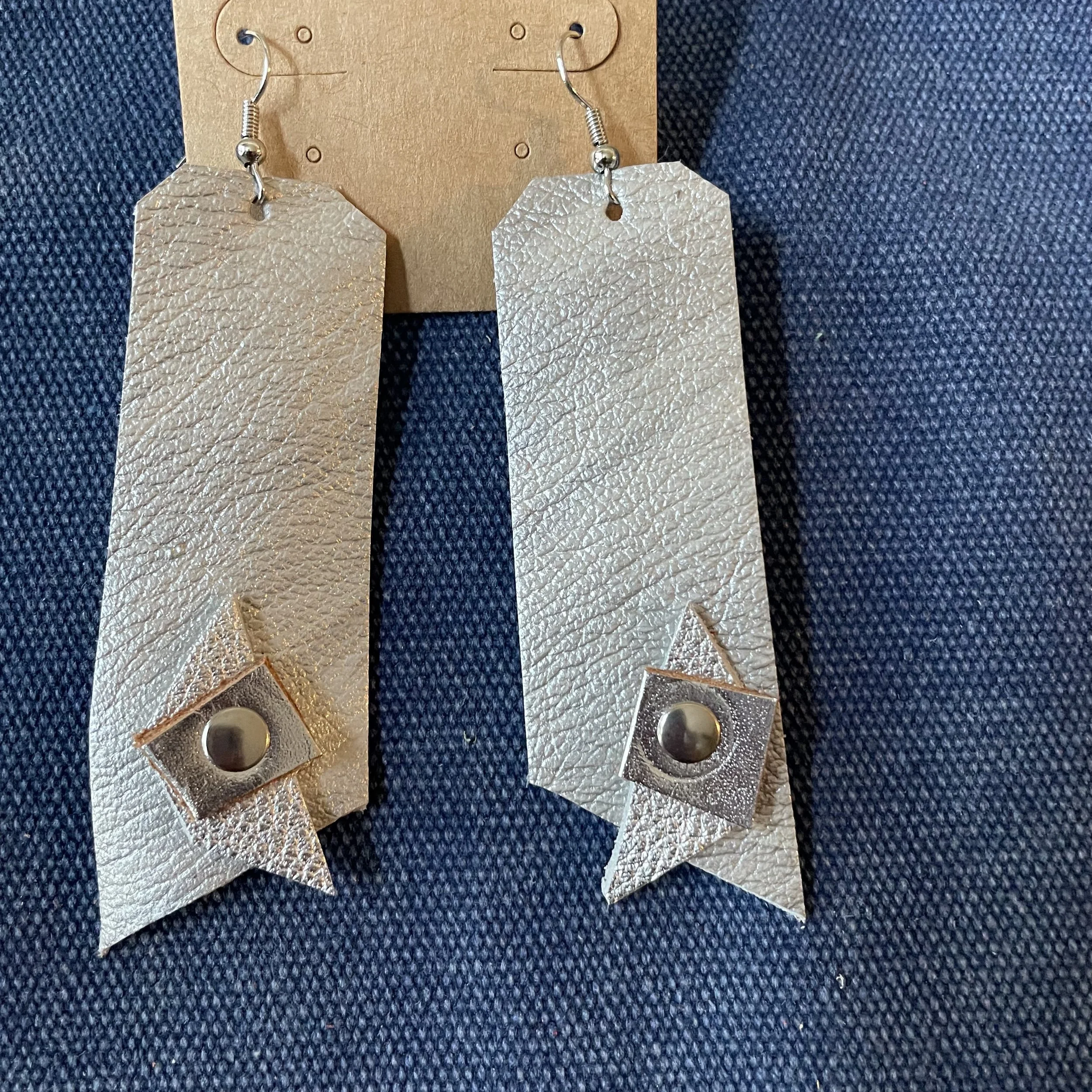 Sleek Silver leather earrings