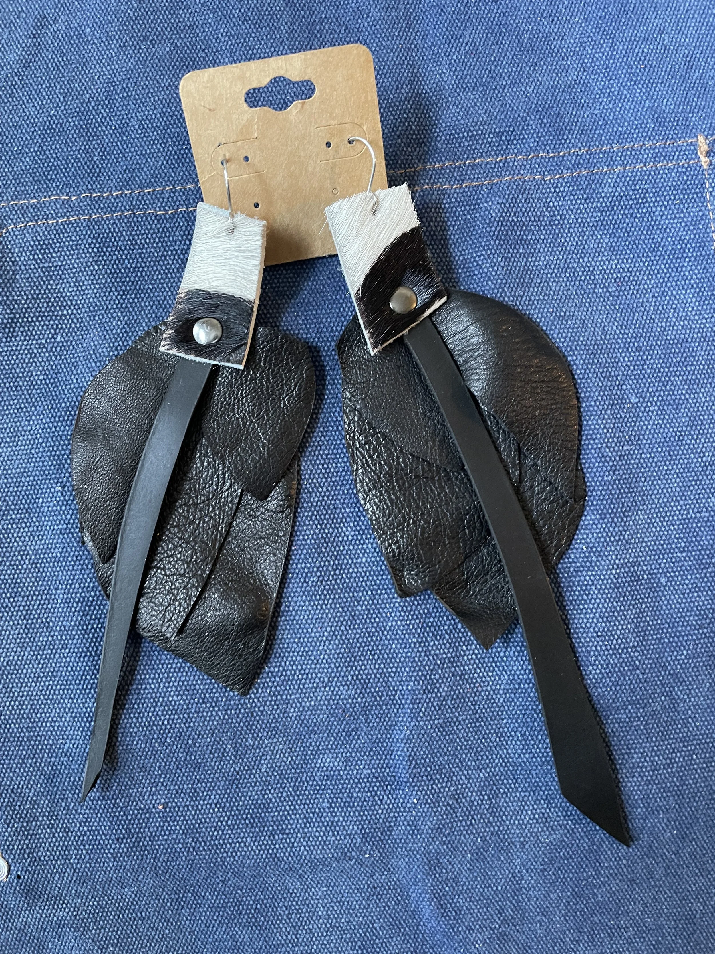 Black Layers leather earrings