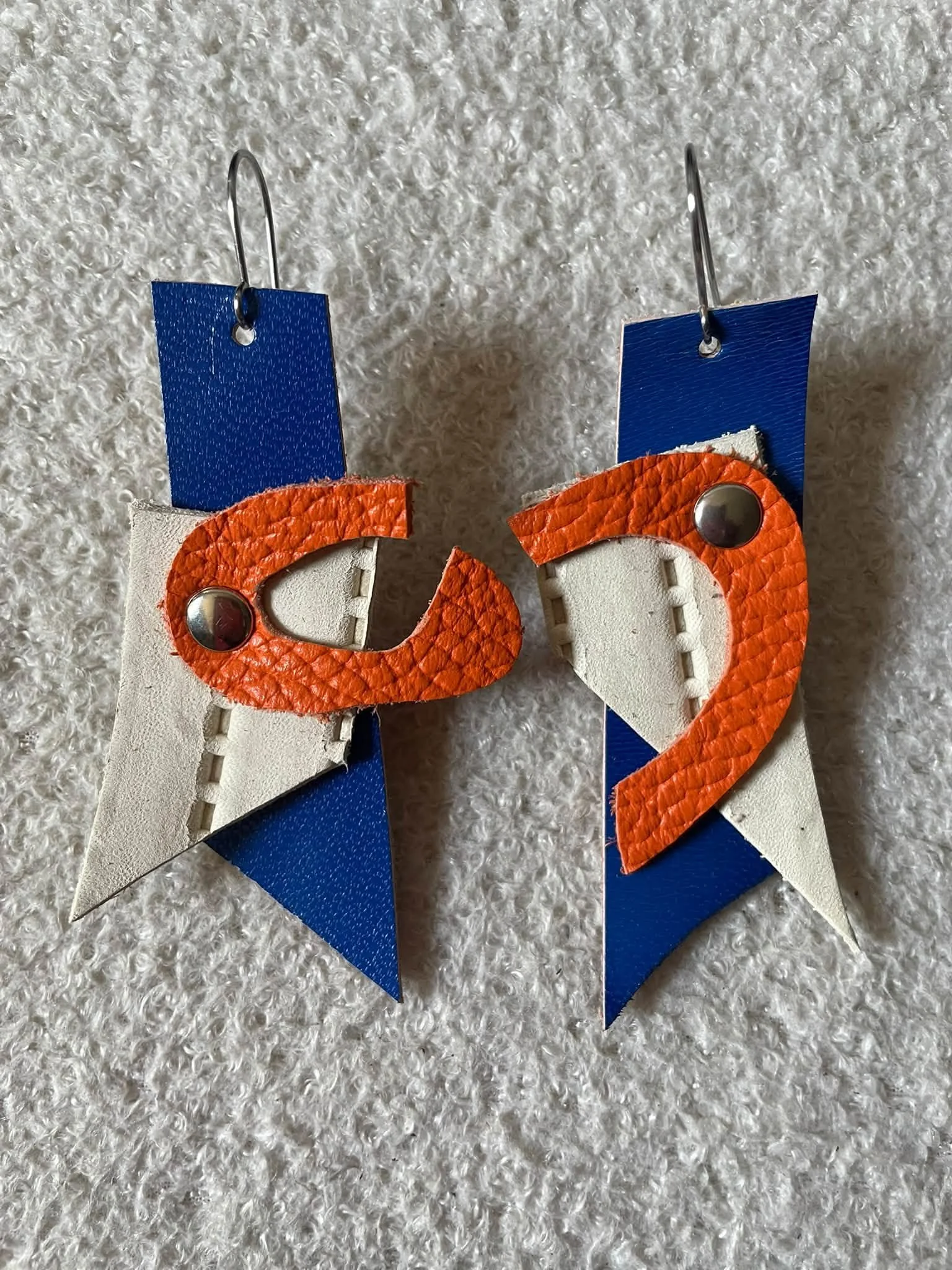 Vibrant Abstract Leather Earrings - One of One
