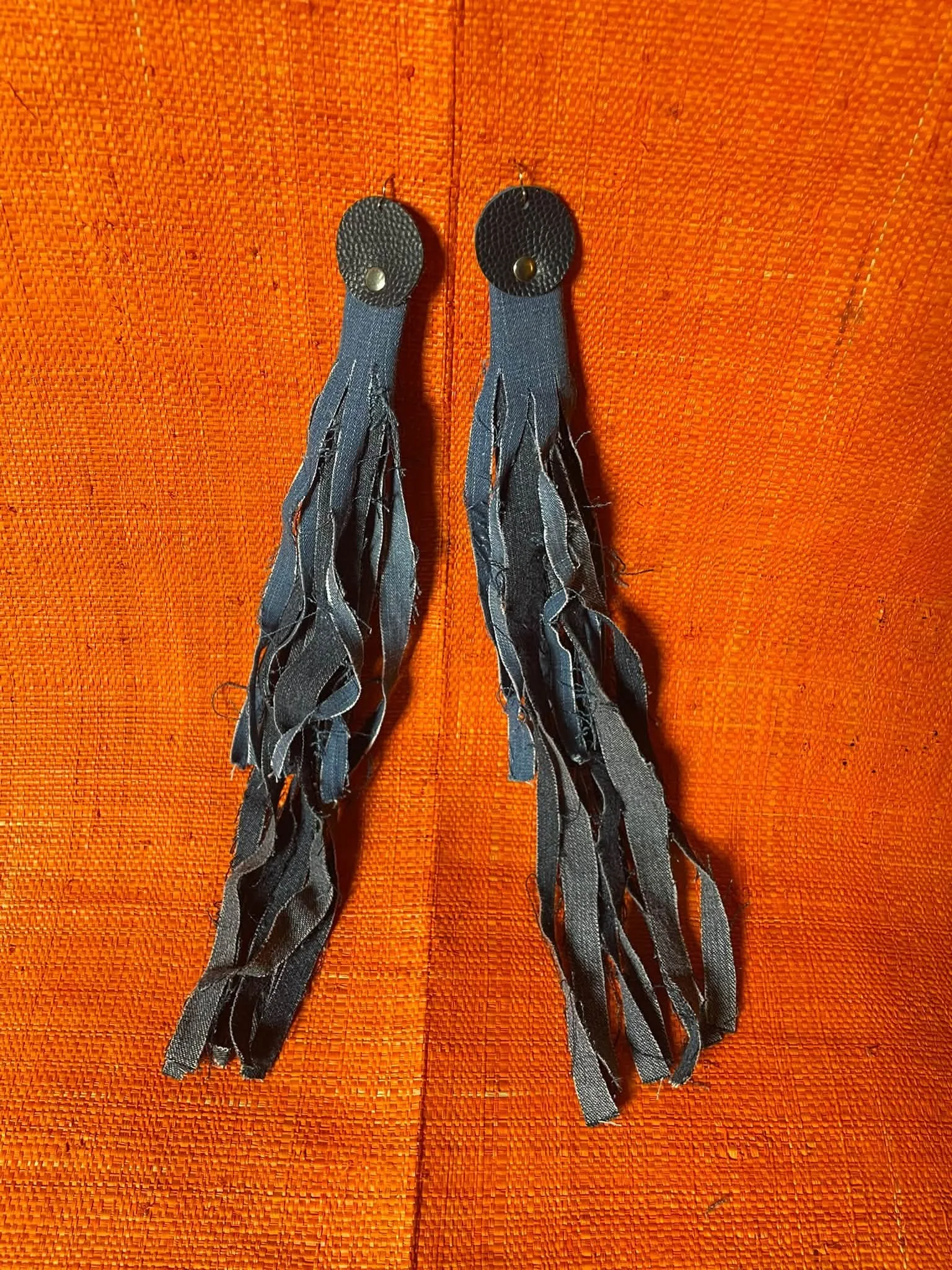 Sustainable Denim Fringe Earrings