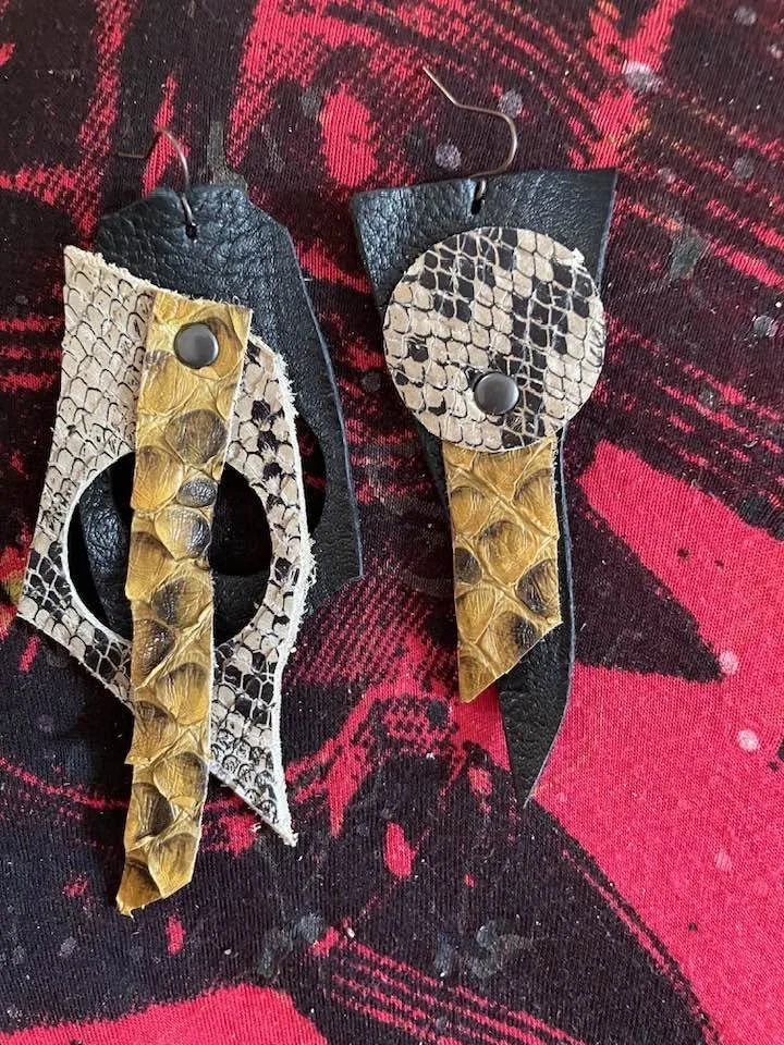 Wild Flair Reclaimed Leather Earrings