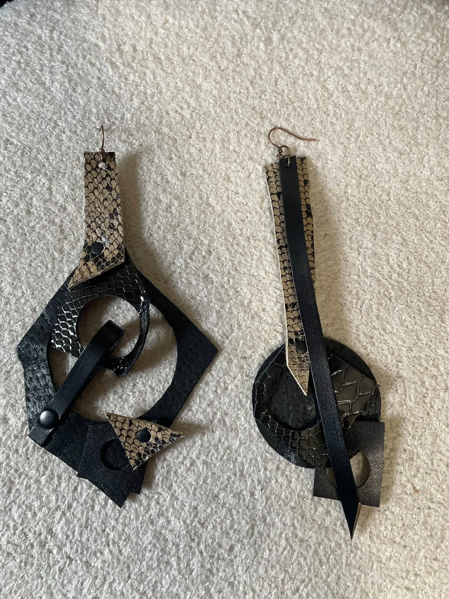 Blk Artisan Unique Leather Art Earrings