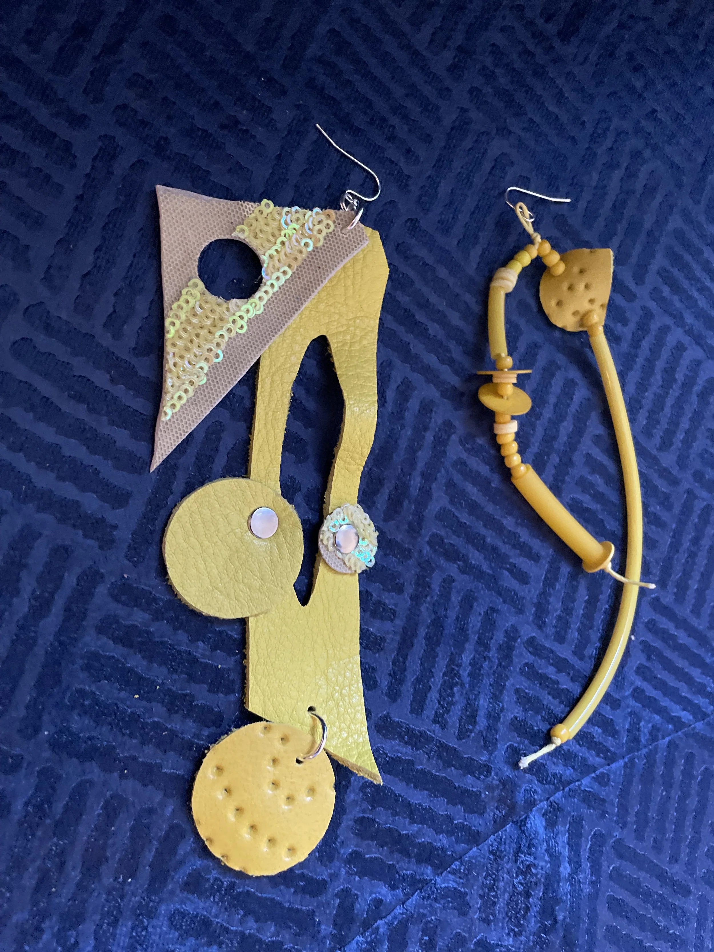 Vibrant Yellow Reclaimed Leather Earrings