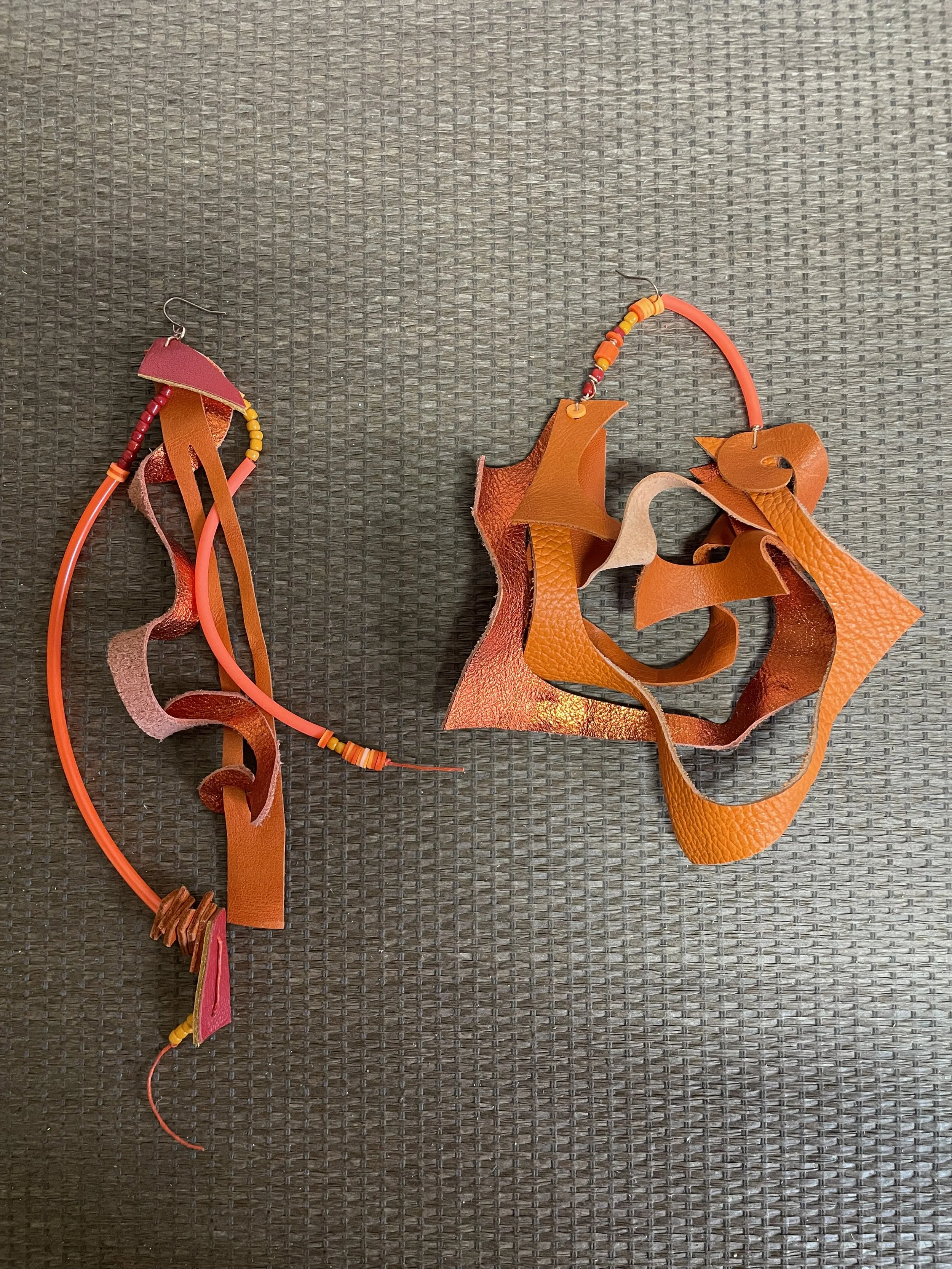 Daring Citrus Orange Leather Earrings drama