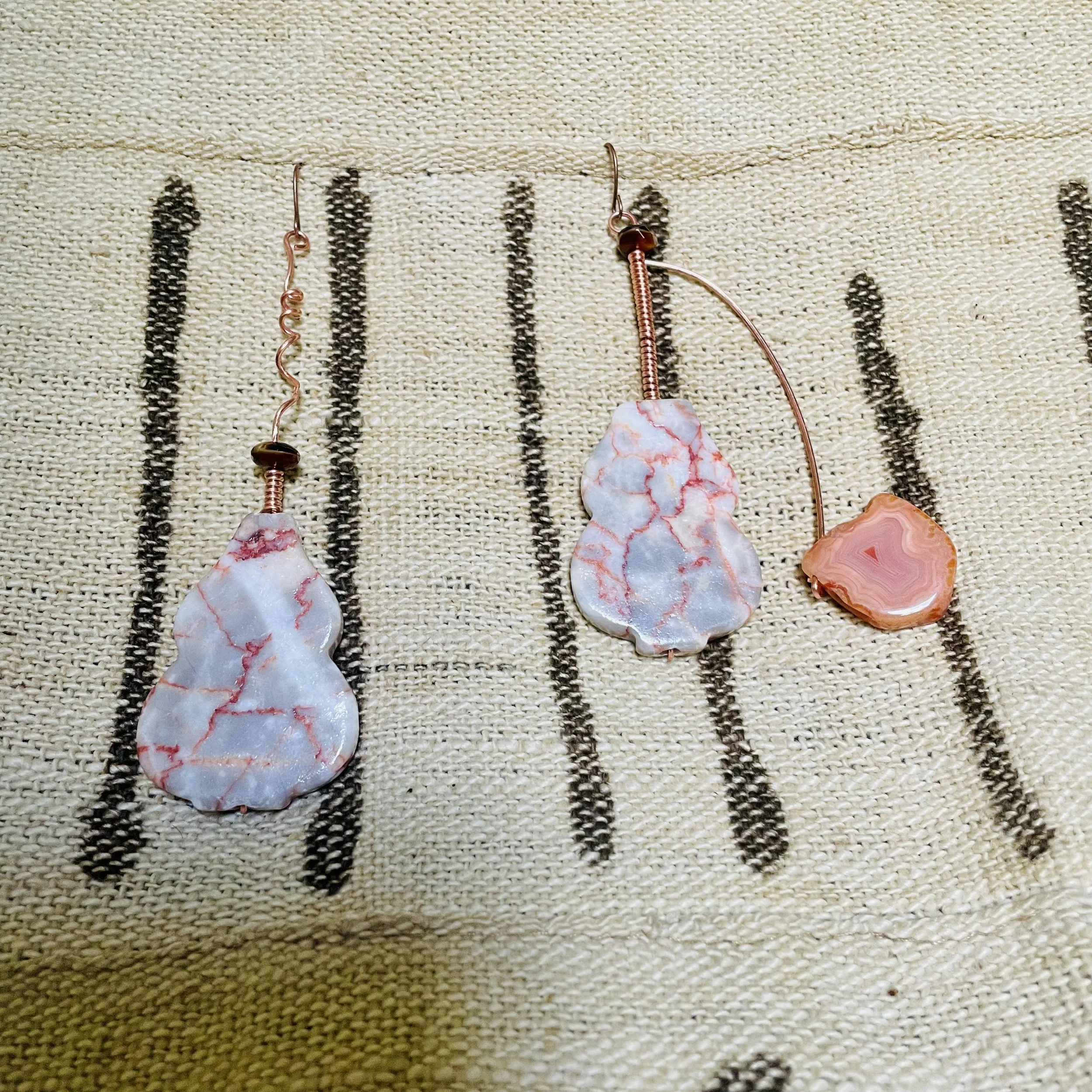 Elegant Wire-Wrapped Stone Earrings