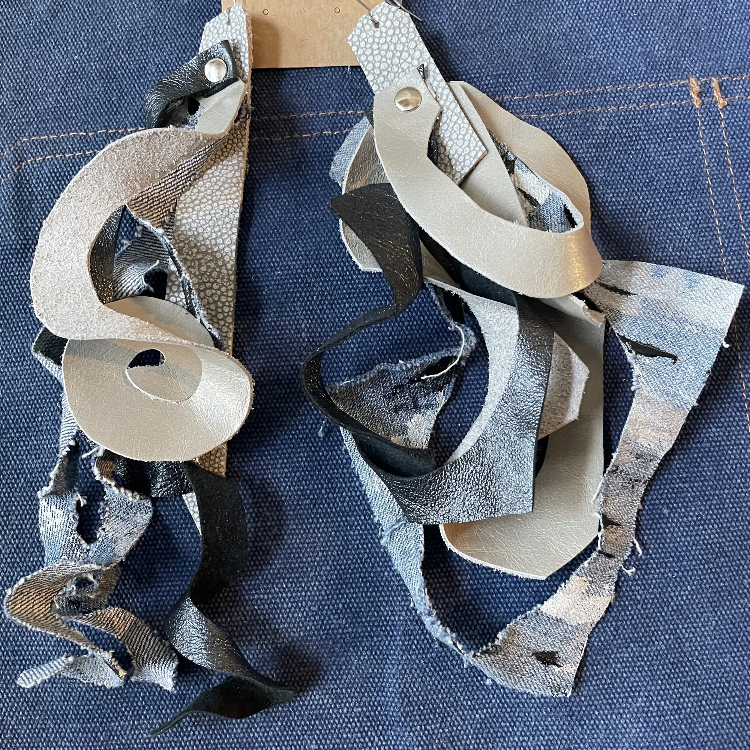 Bold City Life earrings leather Denim Metallic