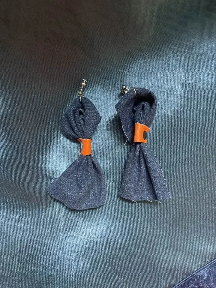 Clip On Bold Denim Earrings