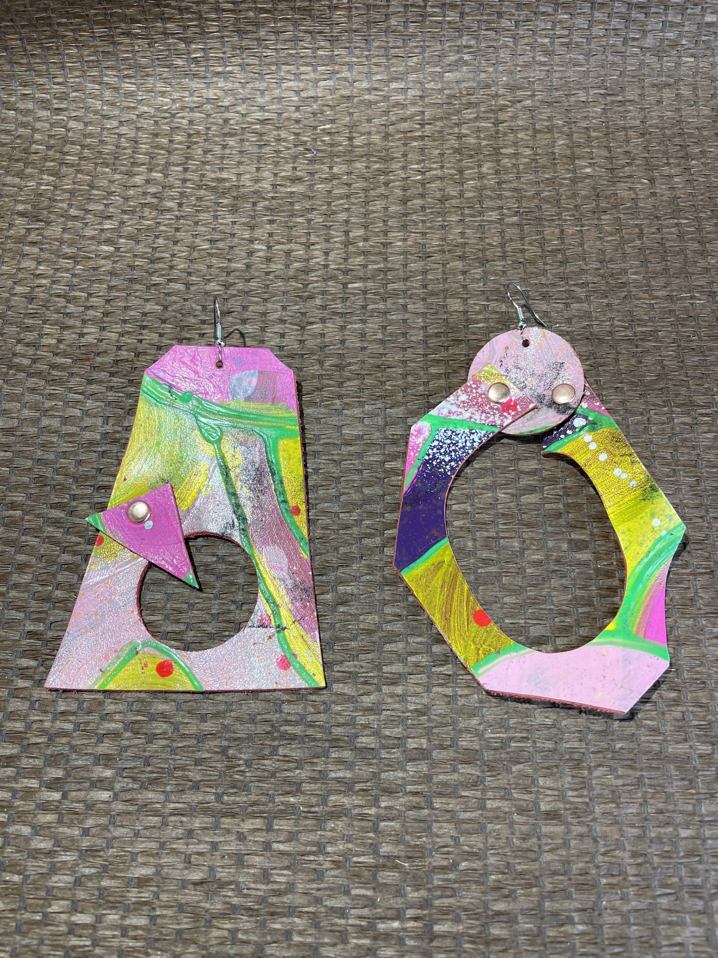 Vivid Harmony Reclaimed Leather Earrings M