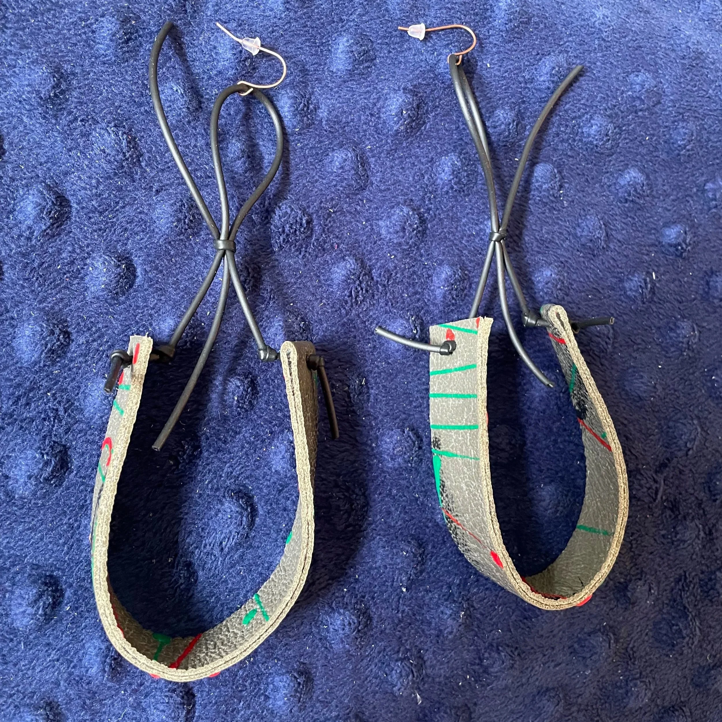 Eclectic Reclaimed Leather Earrings with Copper Accents