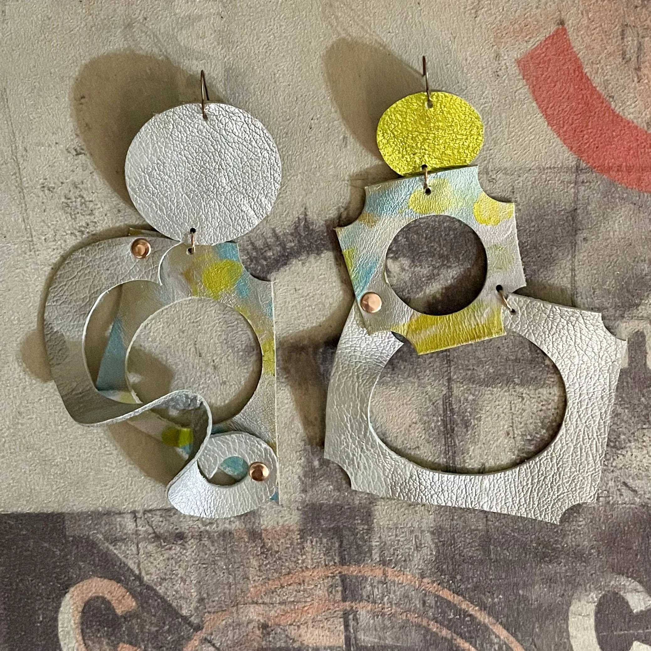 Avant-Garde Metallic Leather Earrings