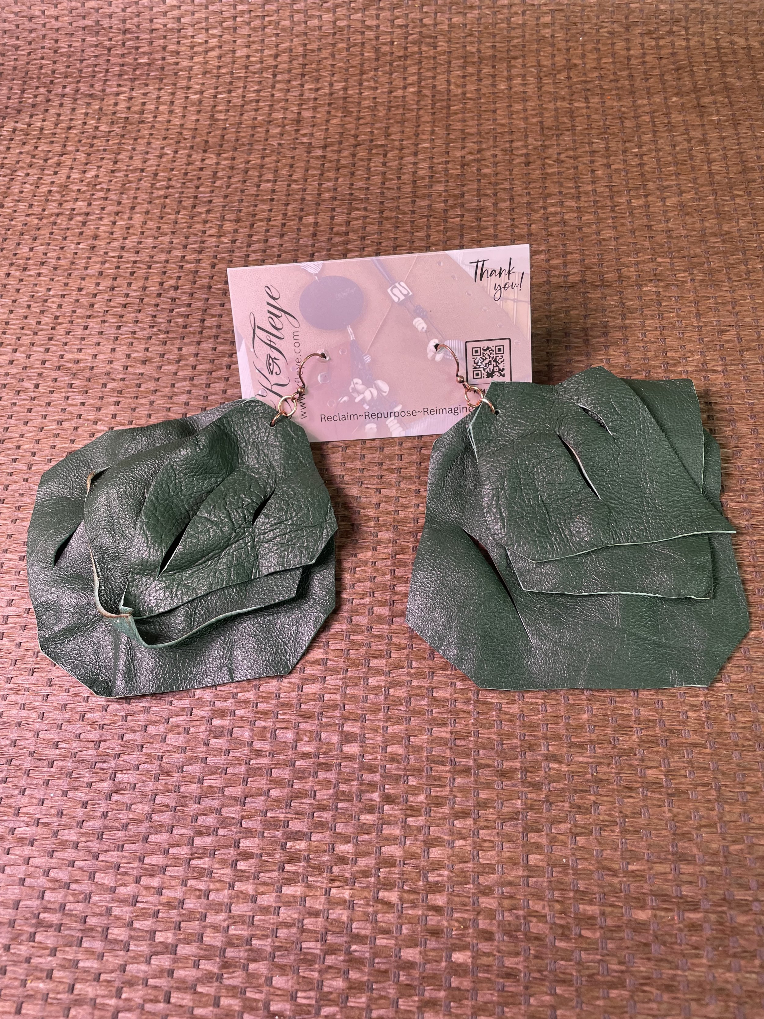 Distressed Forest Green Earrings