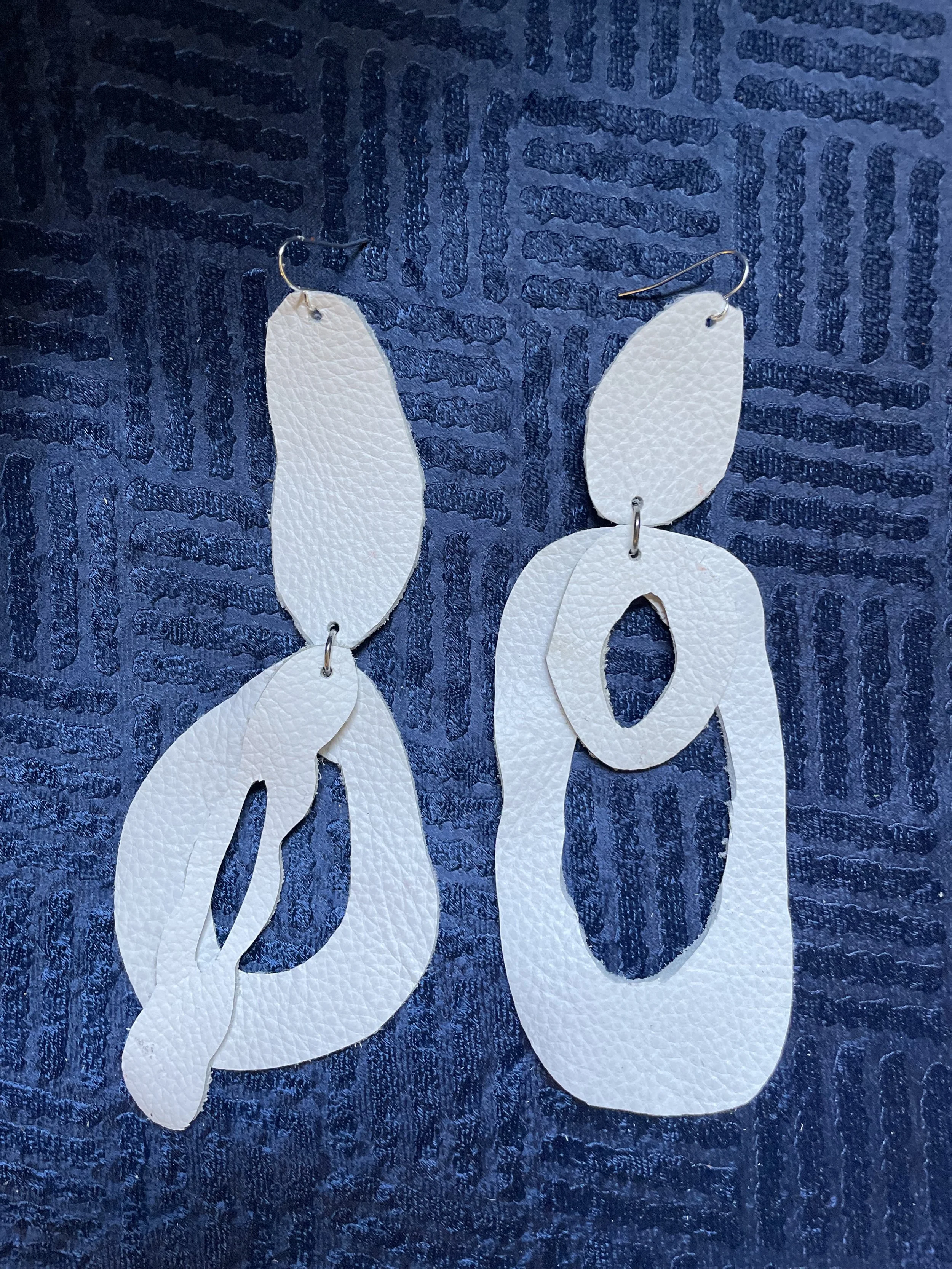 White Eco-Chic Handcrafted White Leather Earrings