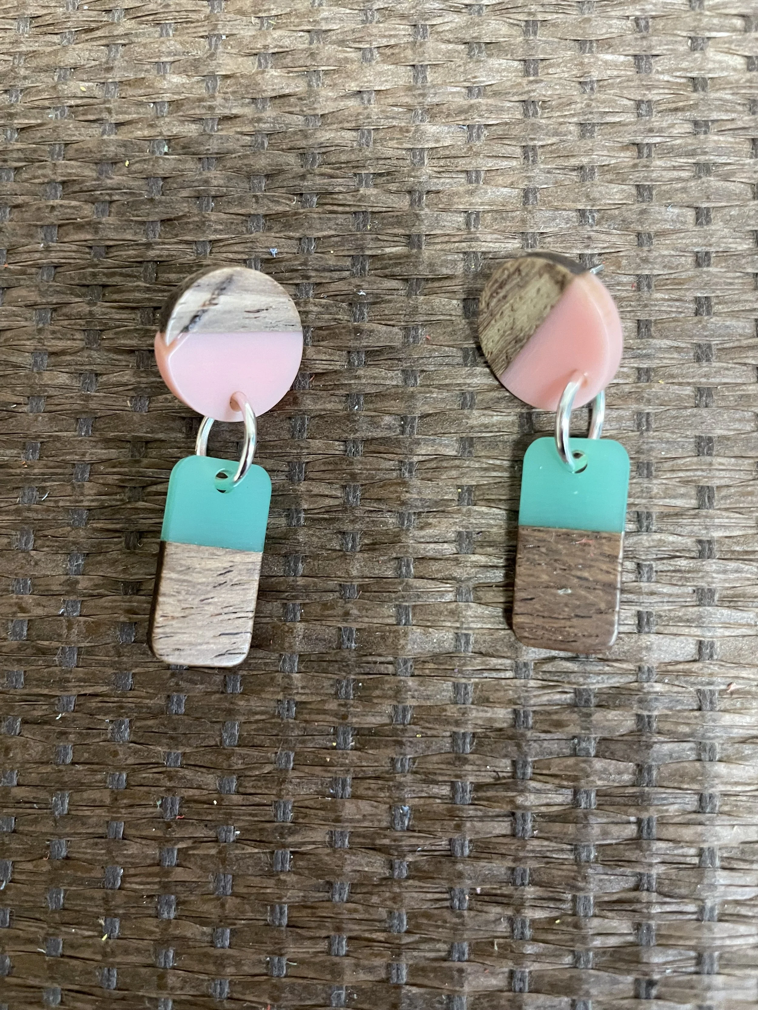 Elegant Fusion Mini-Drop Earrings pink and green