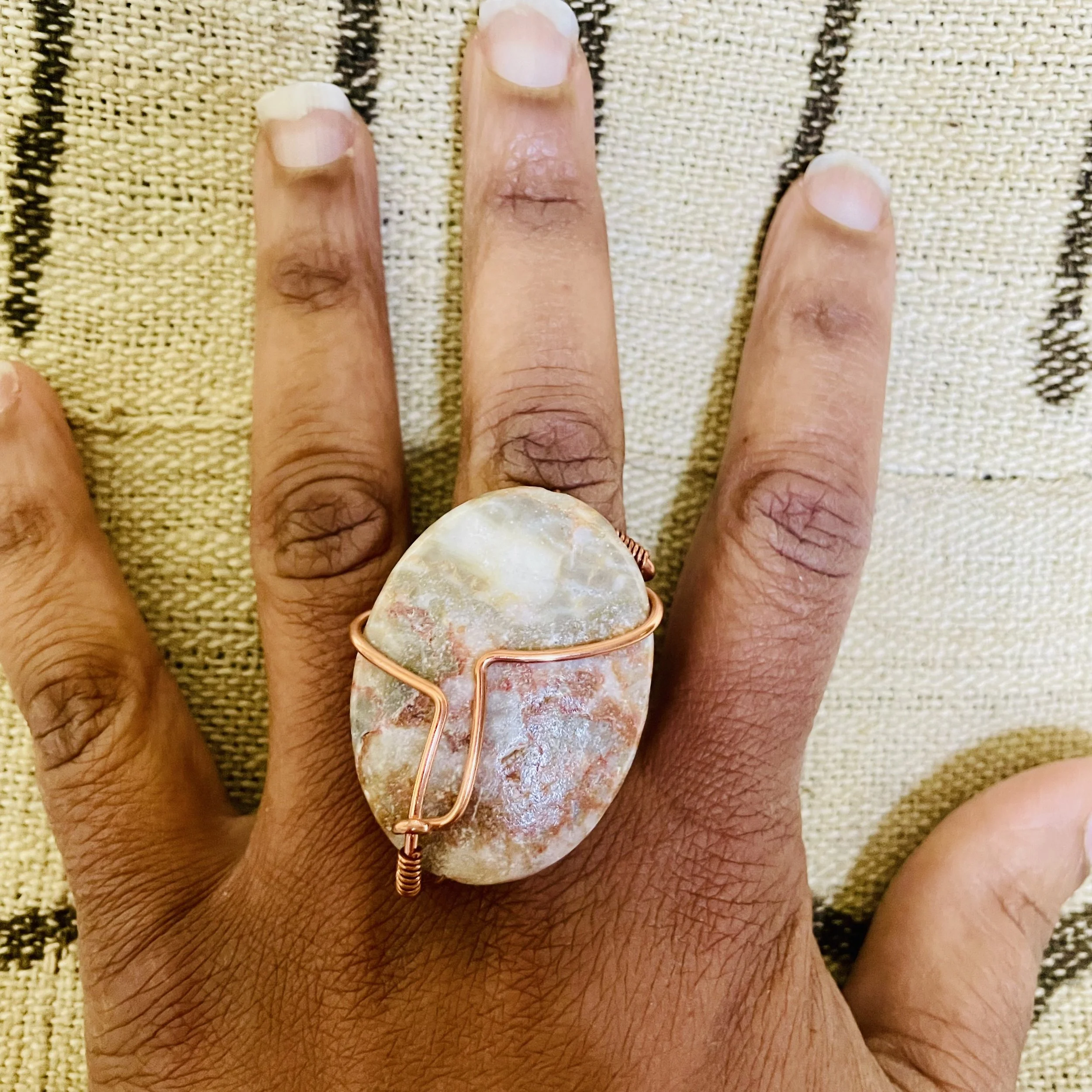 Oval Jasper Copper Wrap Ring