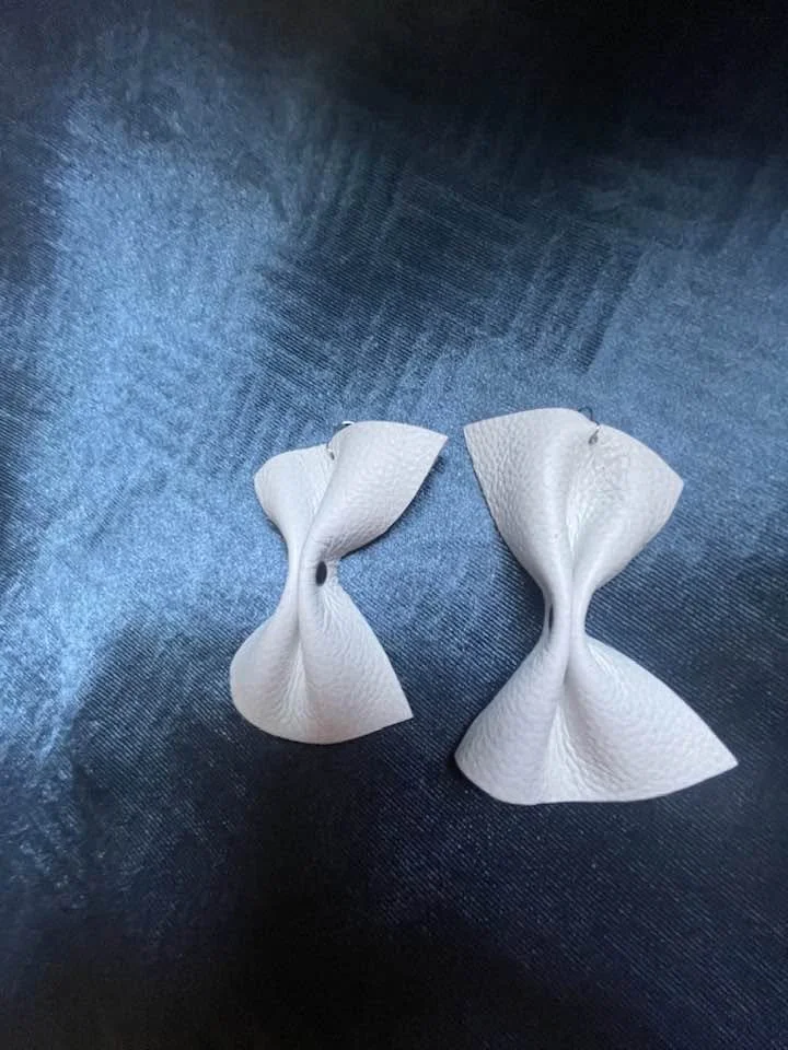 White Leather Bows