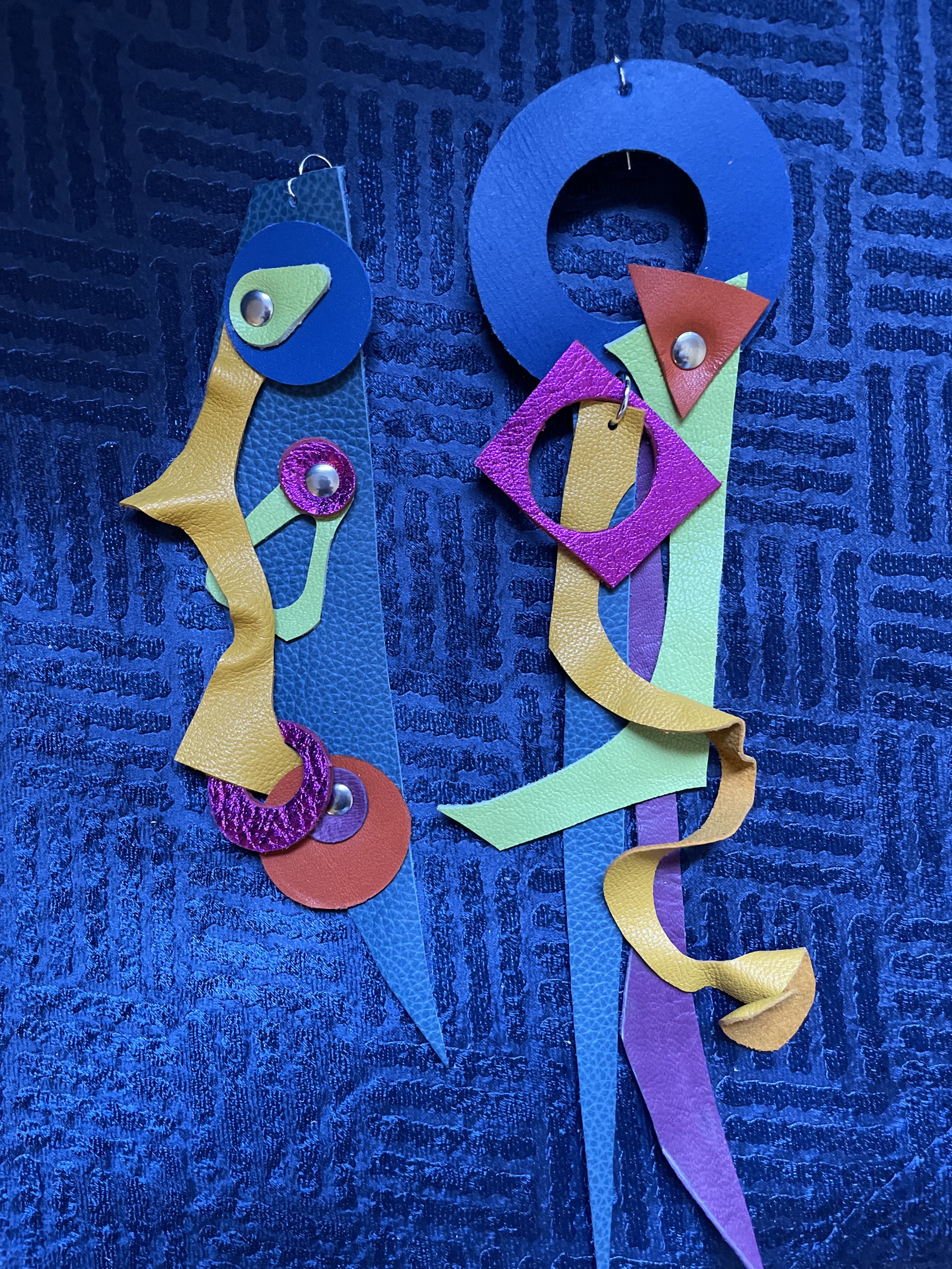 Vibrant Reclaimed Leather Festival Earrings