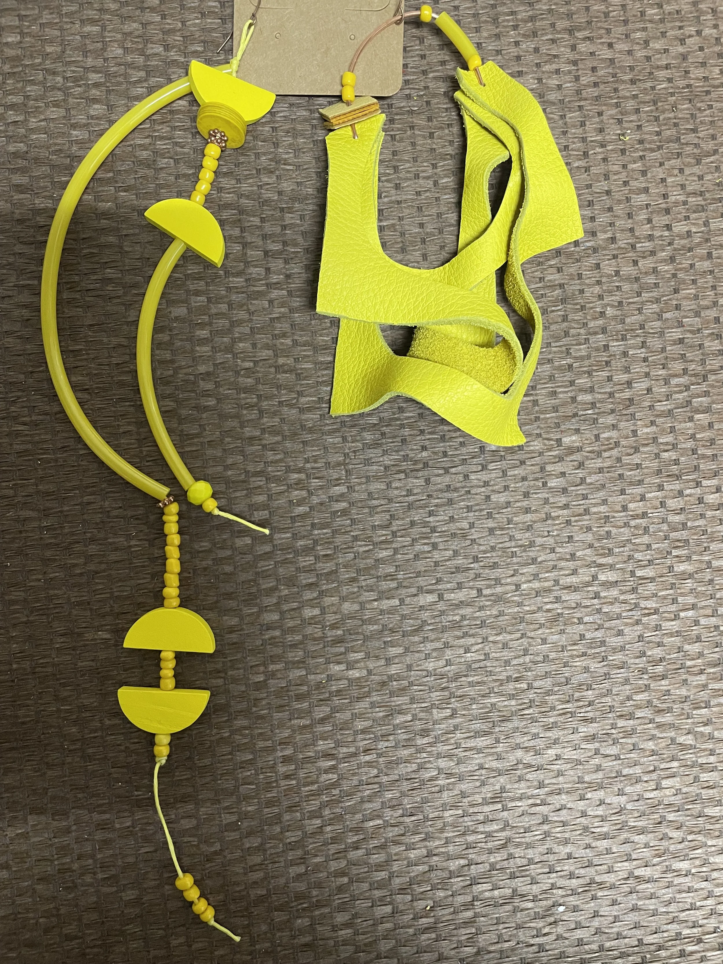 YELLOW Vibrant Eco-Chic Reclaimed Leather Earrings