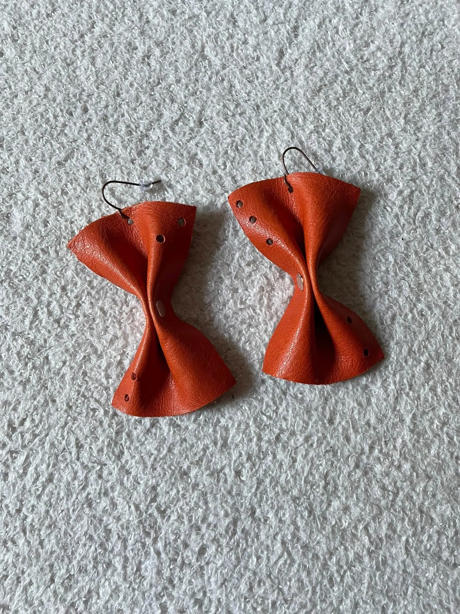 Orange Distressed Chic Leather Earrings