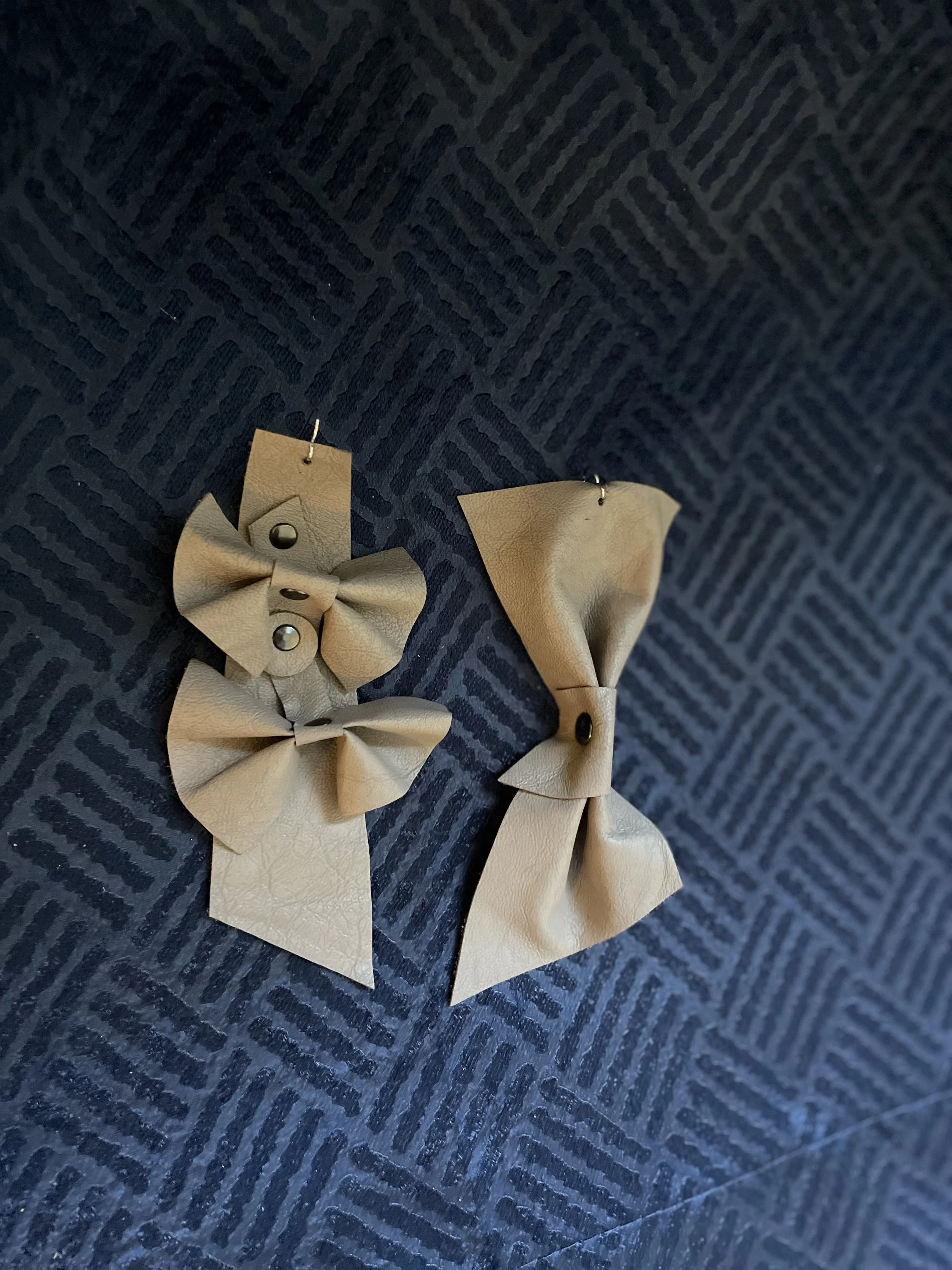 Handcrafted Reclaimed Leather Bow Trio
