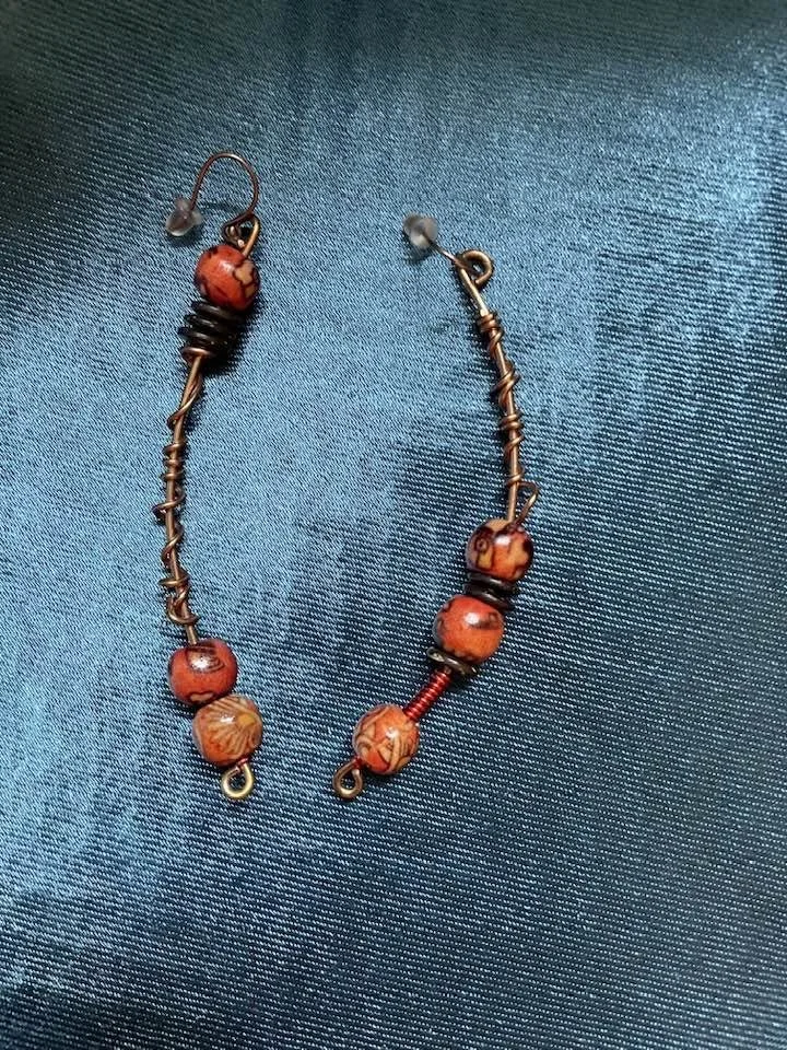 Curve Wood Copper Earrings