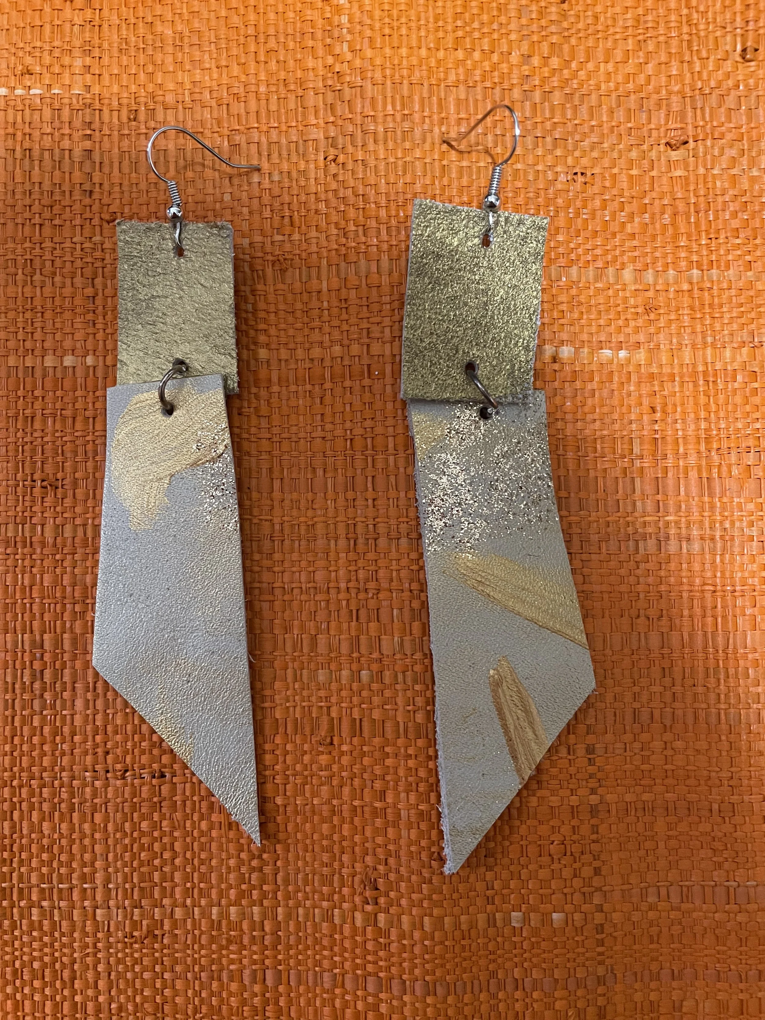 Eco-Chic Gold-Accented Leather Earrings