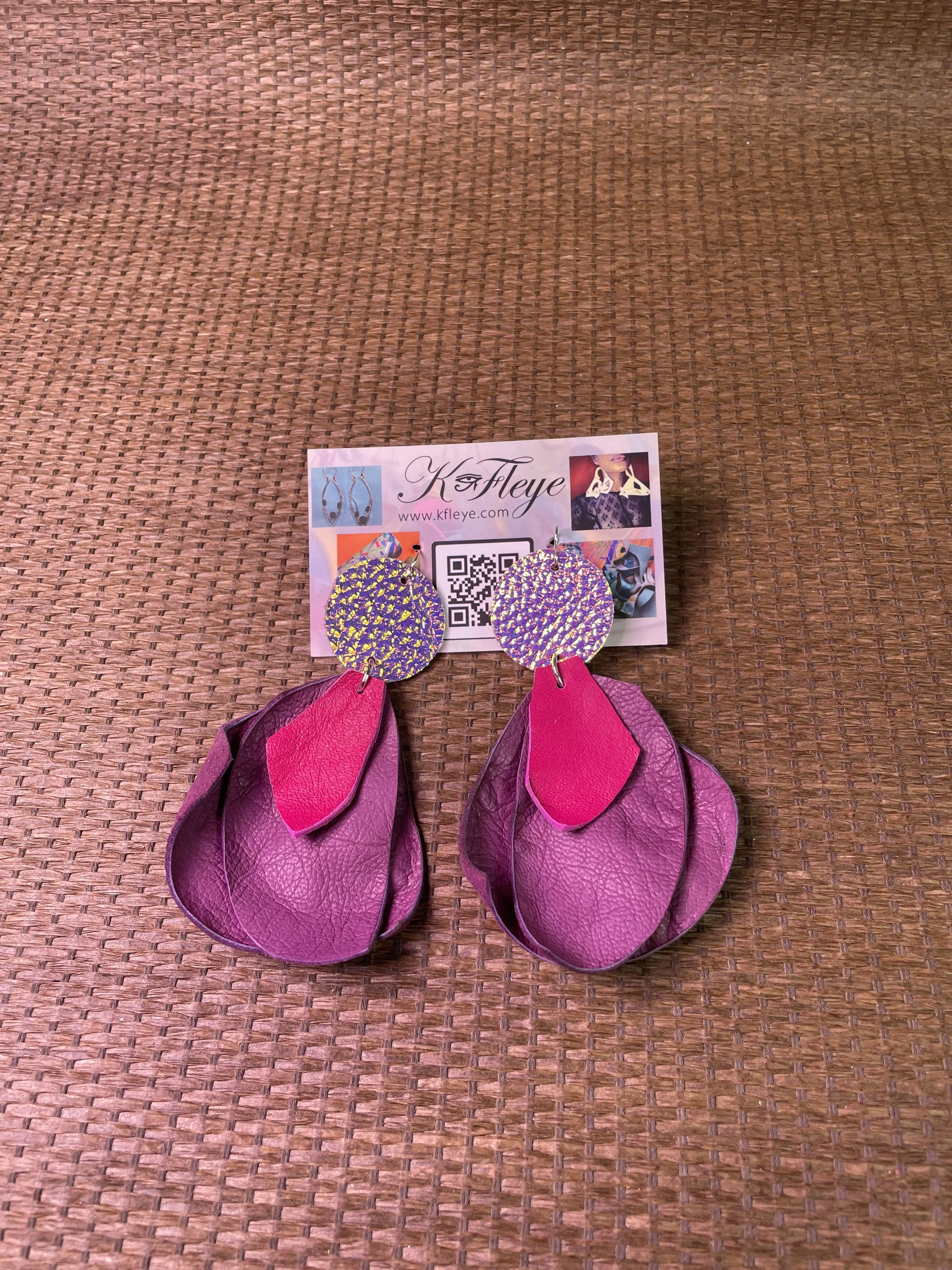 Pink Purple Metallic Earrings