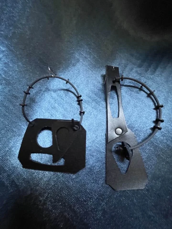 Black Artistic Asymmetry Leather Earrings