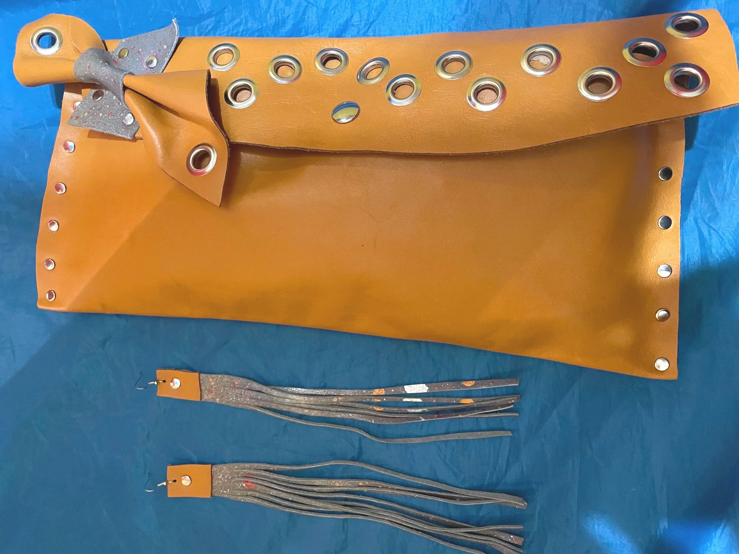 Artisanal Leather Clutch & Earring Set