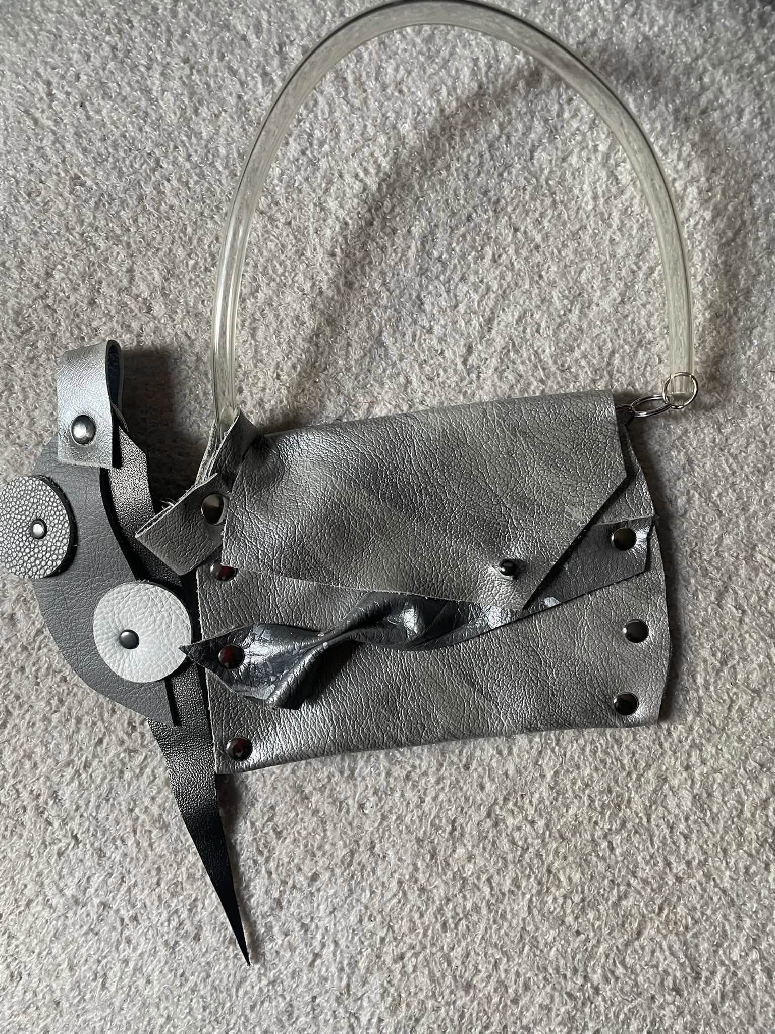 Whimsical Silver Mix Media Mini Bag